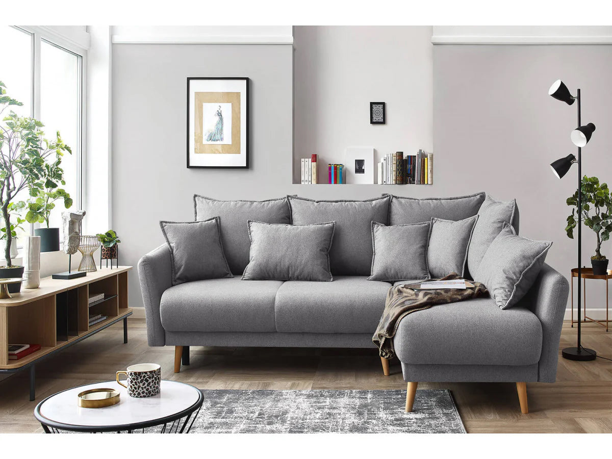 Colțar Extensibil JULIET, cu ladă de depozitare, variante stânga/dreapta, 240x166x95 cm - Prestigehome.ro - Canapea - Prestige #color_Gri-Deschis-Loft