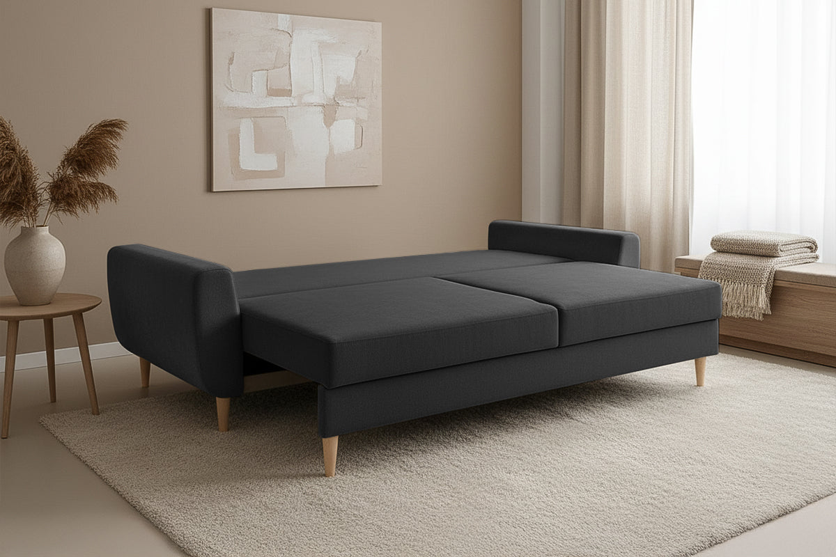 Canapea Extensibila 3 locuri HELSINKI, cu lada de depozitare, 225x100x90 cm, Bej - Prestigehome.ro - Canapea 3 Locuri - Prestige - #color_gri-inchis-enjoy