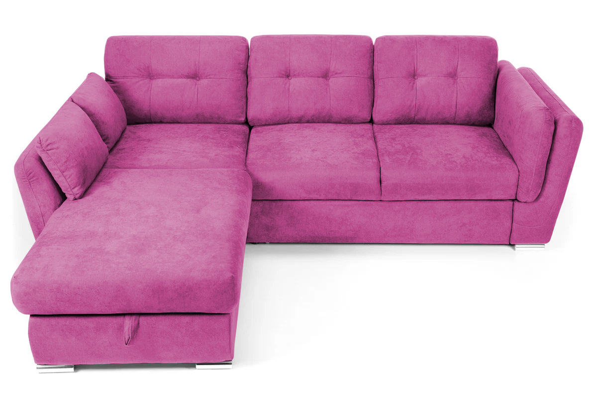 Colțar Extensibil JAZZ, cu ladă depozitare,  245 x 205 x 90 cm, varianta pe stânga, Fuchsia - Outlet