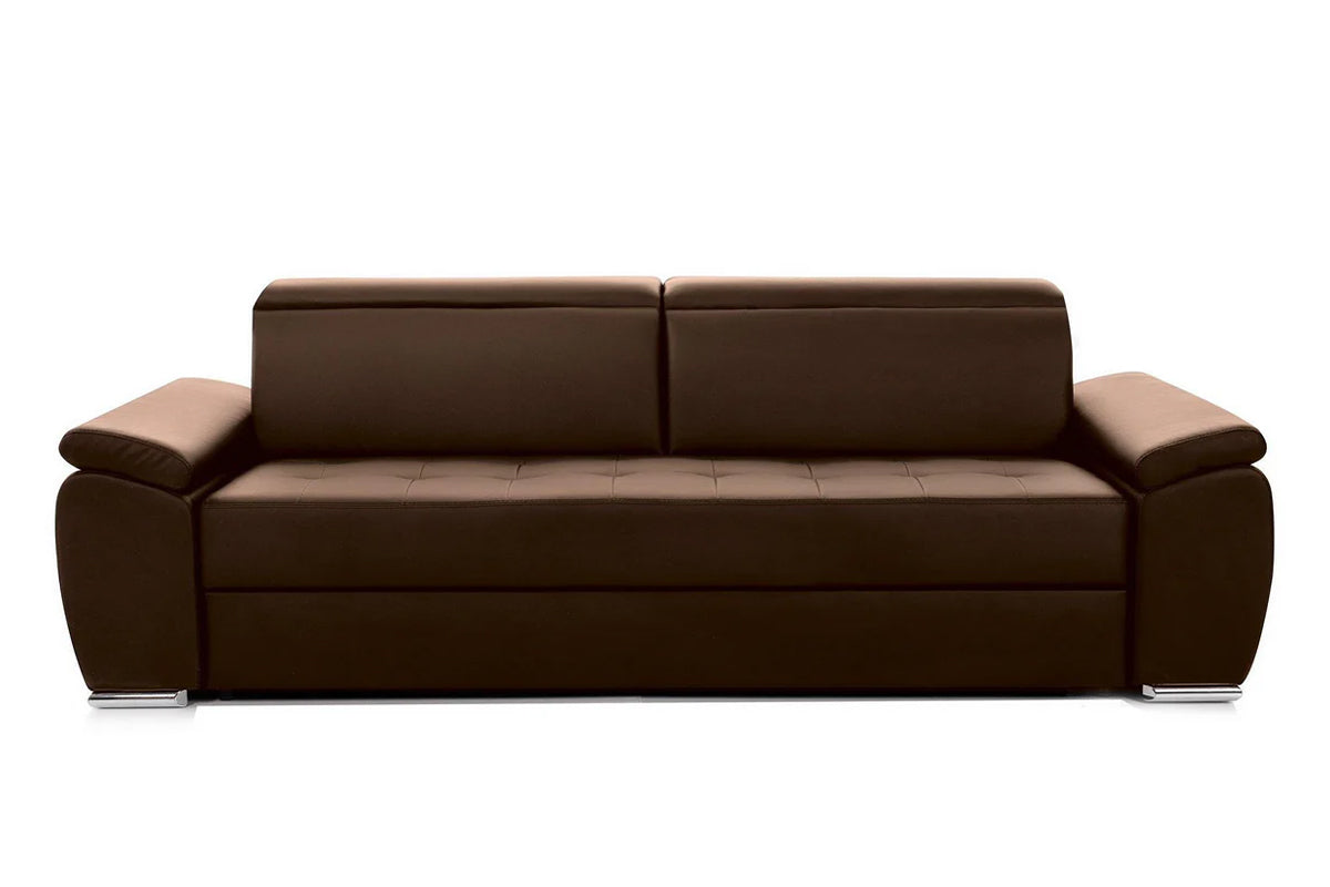 Canapea Extensibila 3 locuri TRENDY, cu tetiere, 245x105x80 cm, Maro - Prestigehome.ro - Canapea 3 Locuri - Prestige - #color_Maro-Piele-Imitatie