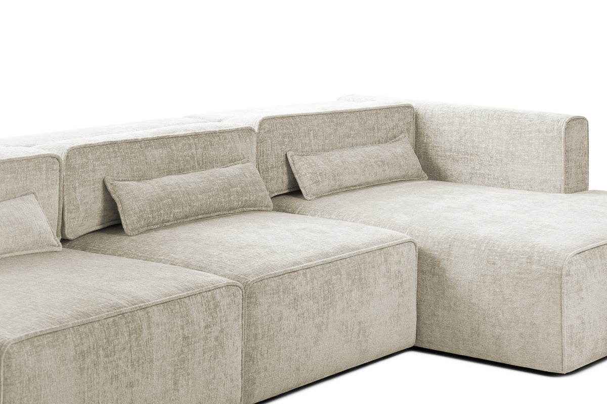 Colțar Extensibil 5 locuri ZANETTO, cu ladă de depozitare, 340x160x70 cm, #color_Crem-Onyx