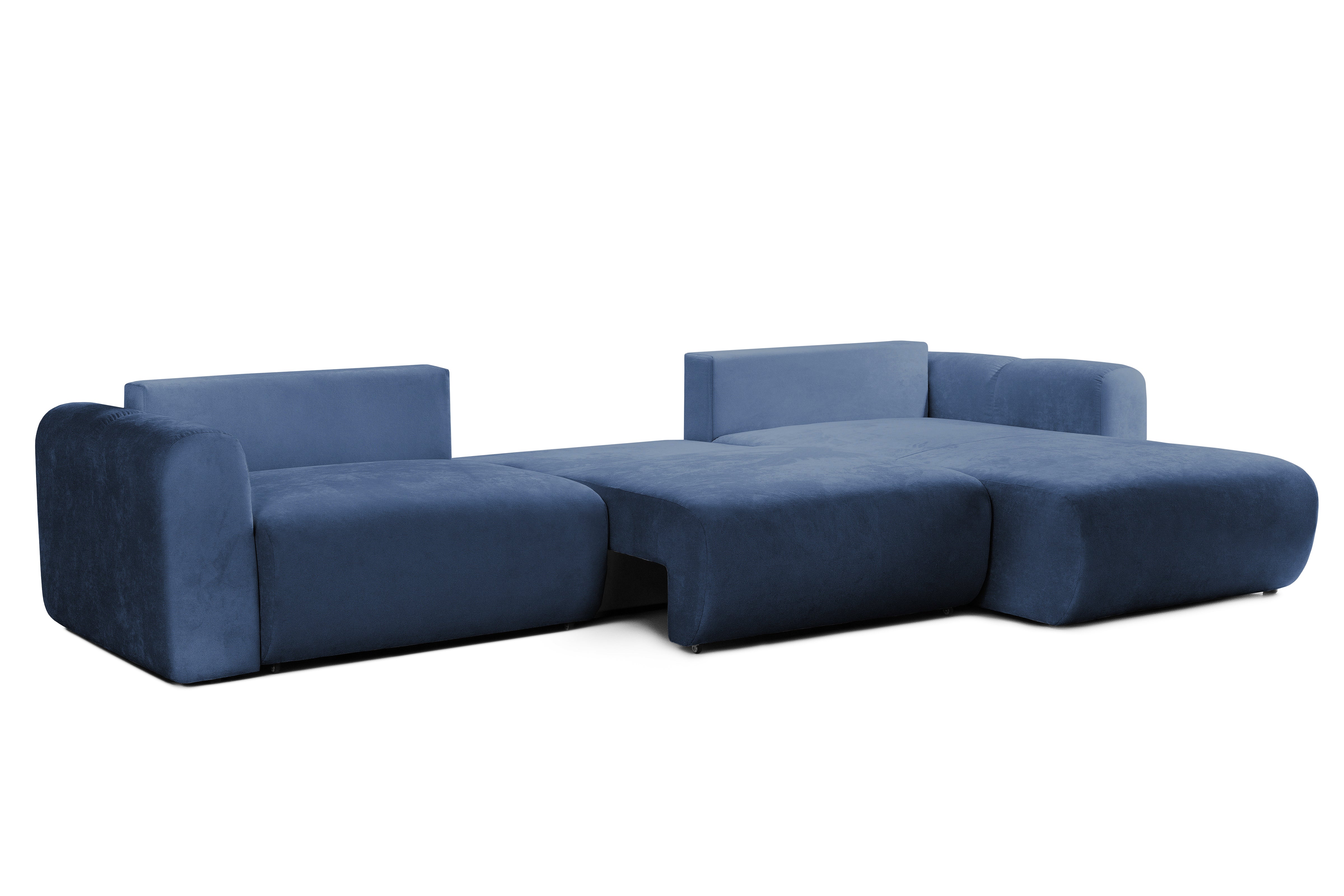 Colțar Extensibil GEORGIA, cu 2 lăzi depozitare, șezlong interschimbabil, 348x190x87 cm, #color_Albastru-Havana