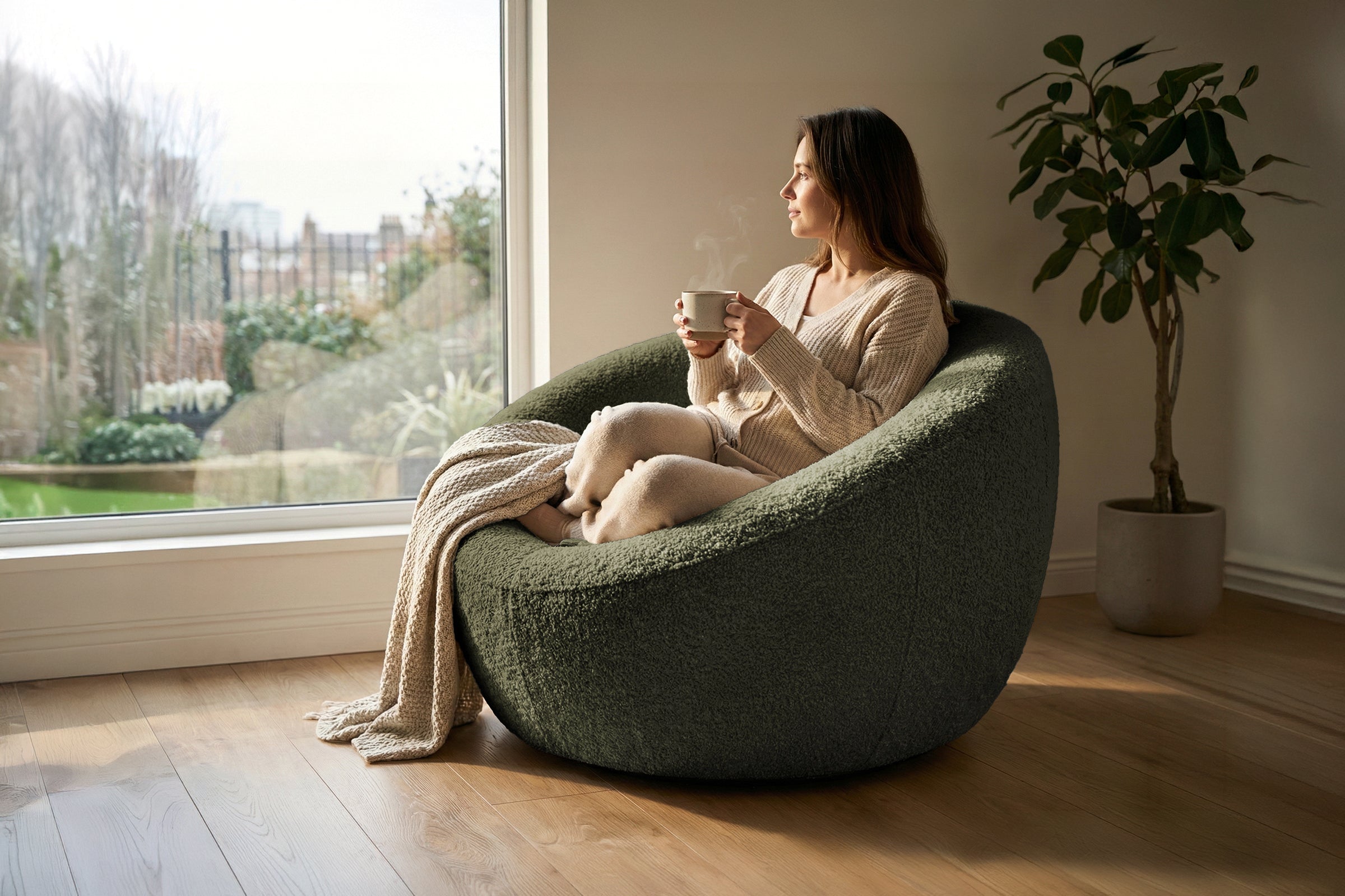 Fotoliu NIDO, suport lombar, 70x70x90 cm, #color_Verde-Anthology