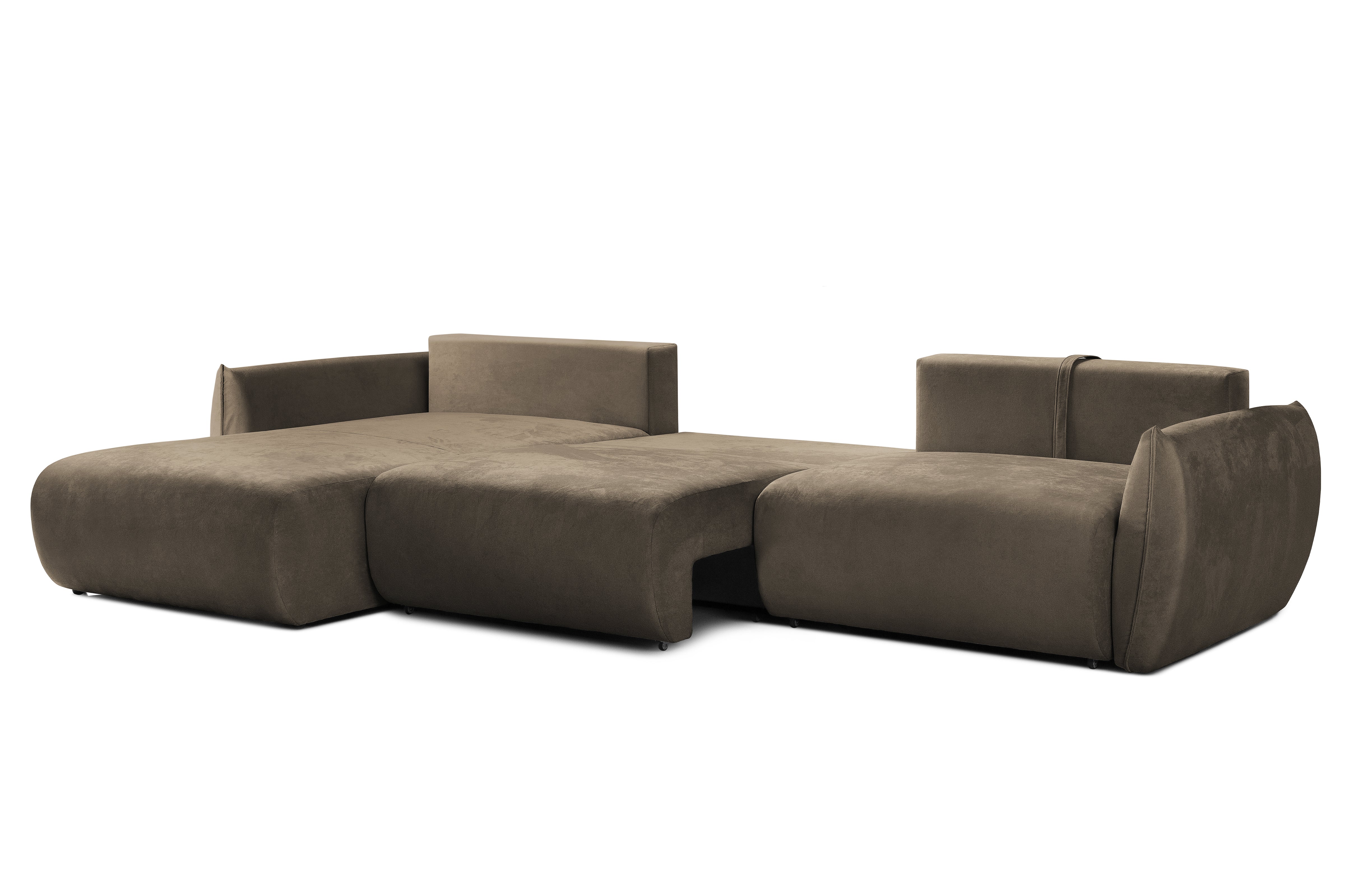 Colțar Extensibil OSAKA, cu 2 lăzi depozitare, șezlong interschimbabil, 338x190x87 cm, #color_Cafe-Havana