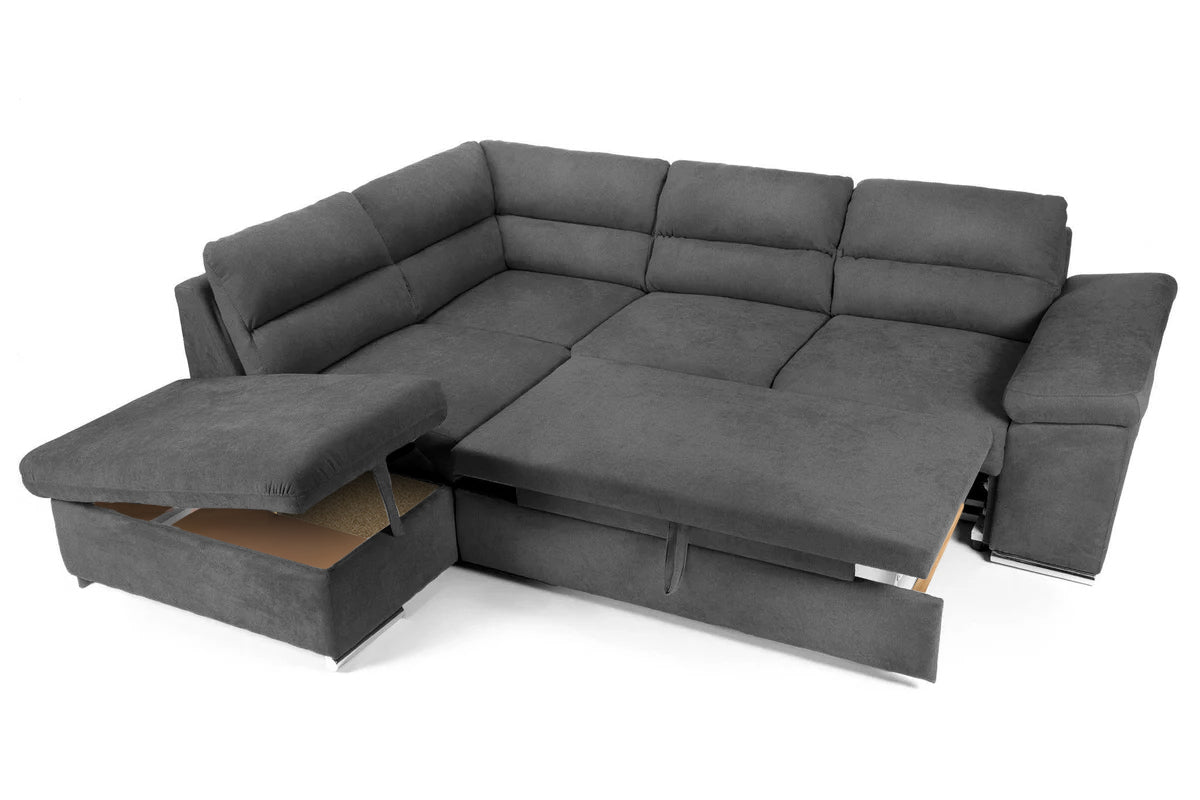 Coltar Extensibil ALONSO, cu lada de depozitare, variante stanga/dreapta 265x220x85 cm, Rosu - Prestigehome.ro - Coltare - Prestige - #variante coltar_stanga #color_gri-inchis-enjoy