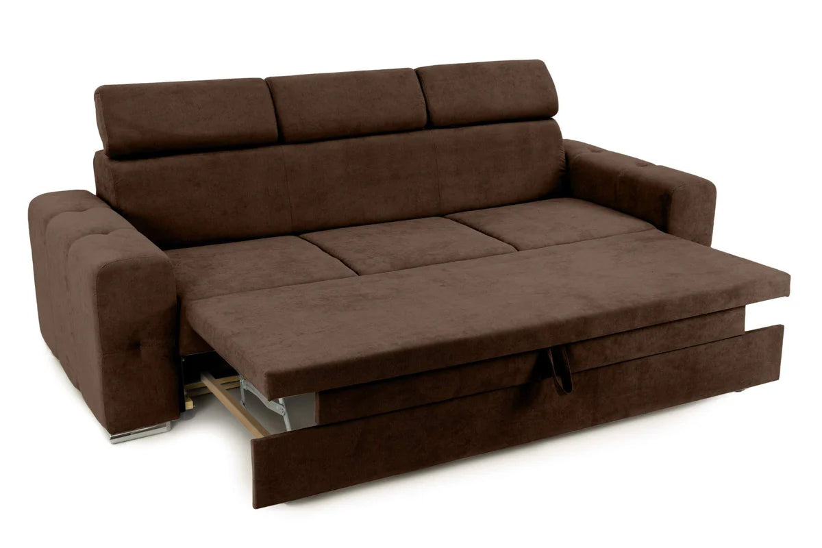 Canapea Extensibila 3 locuri BELLAGIO, cu tetiere, 235x95x85 cm - Prestigehome.ro - Canapea 3 Locuri - Prestige - #color_maro-enjoy