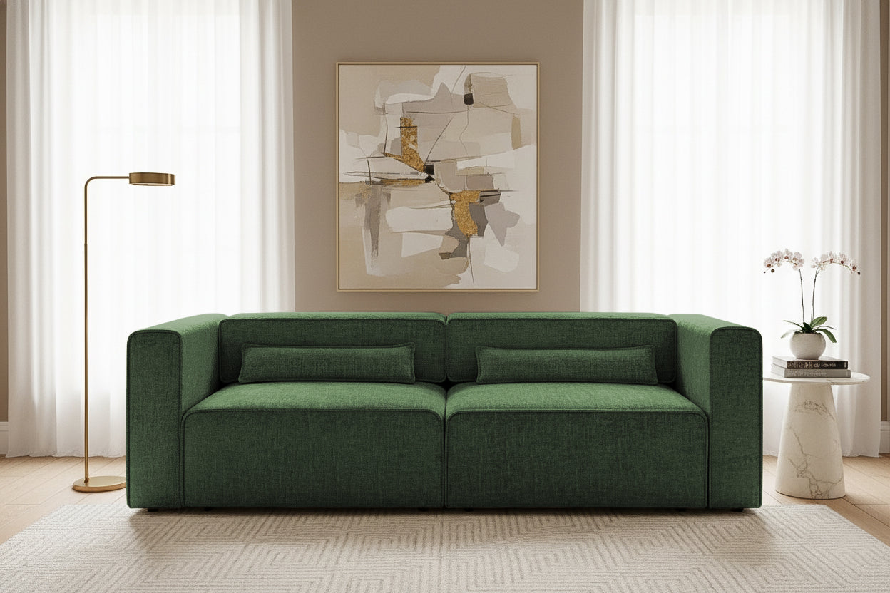 Canapea Extensibilă 3 locuri ZANETTO, cu 2 lăzi depozitare, 240x100x70 cm, #color_Verde-Onyx