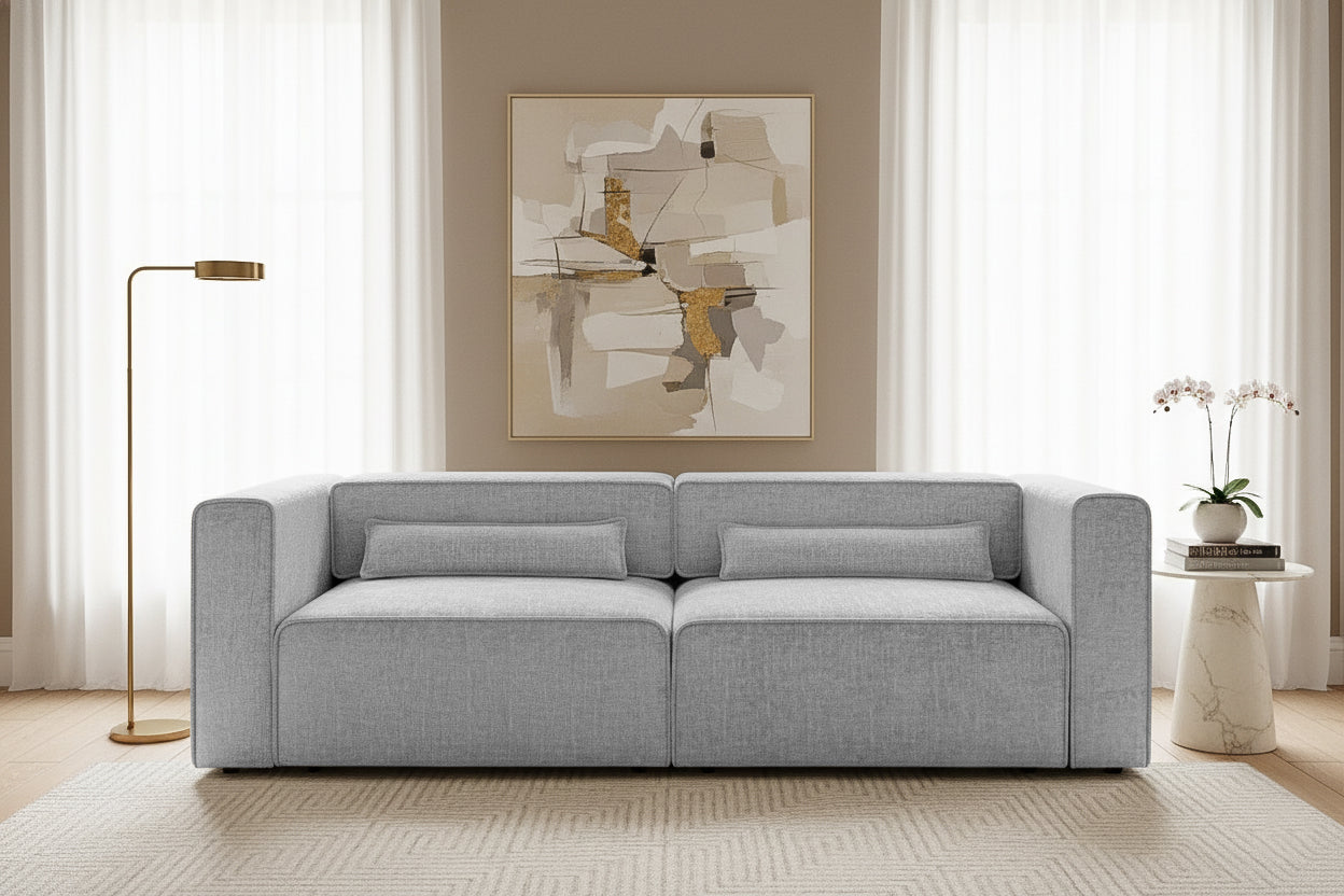 Canapea Extensibilă 3 locuri ZANETTO, cu 2 lăzi depozitare, 240x100x70 cm, #color_Gri-Argintiu-Onyx