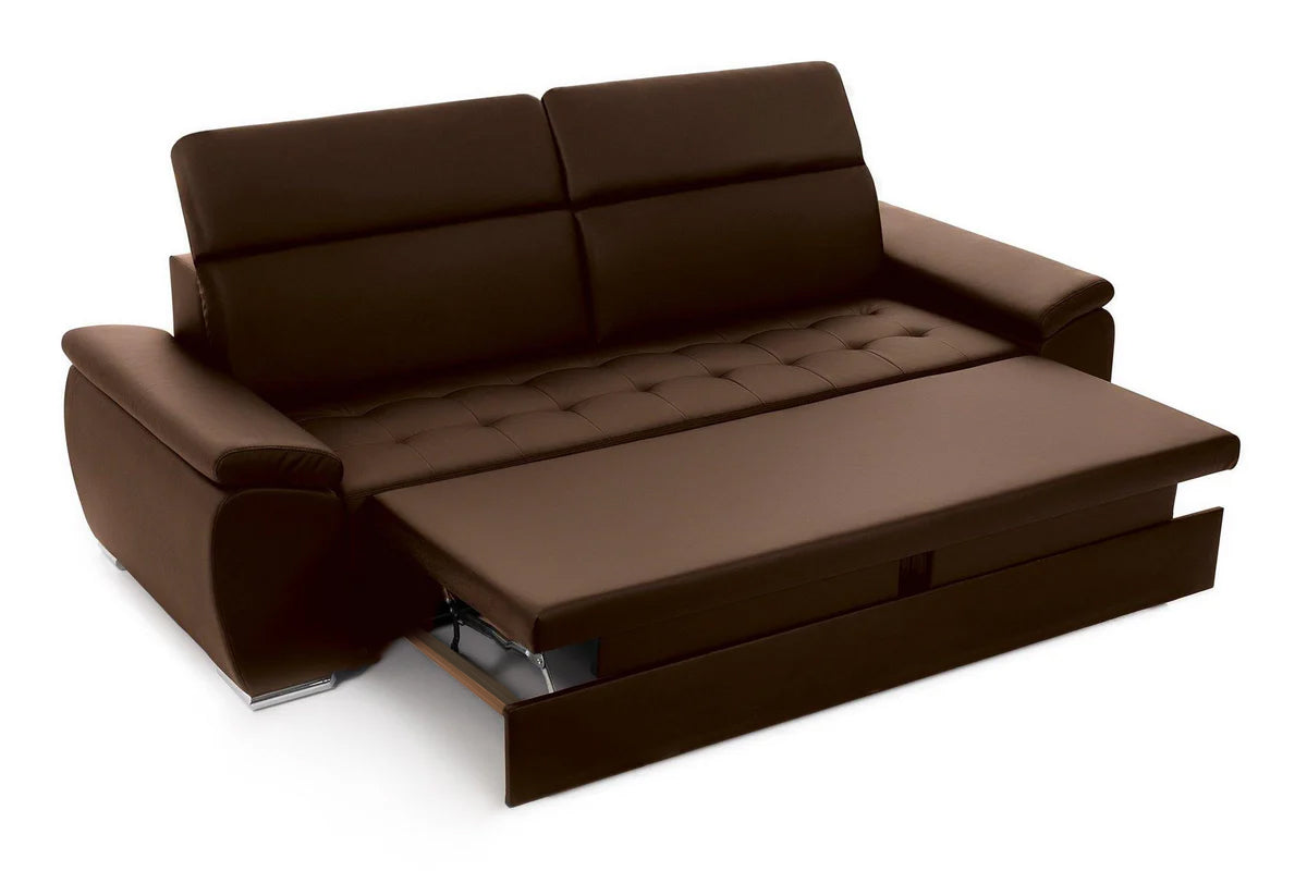 Canapea Extensibila 3 locuri TRENDY, cu tetiere, 245x105x80 cm, Maro - Prestigehome.ro - Canapea 3 Locuri - Prestige - #color_Maro-Piele-Imitatie