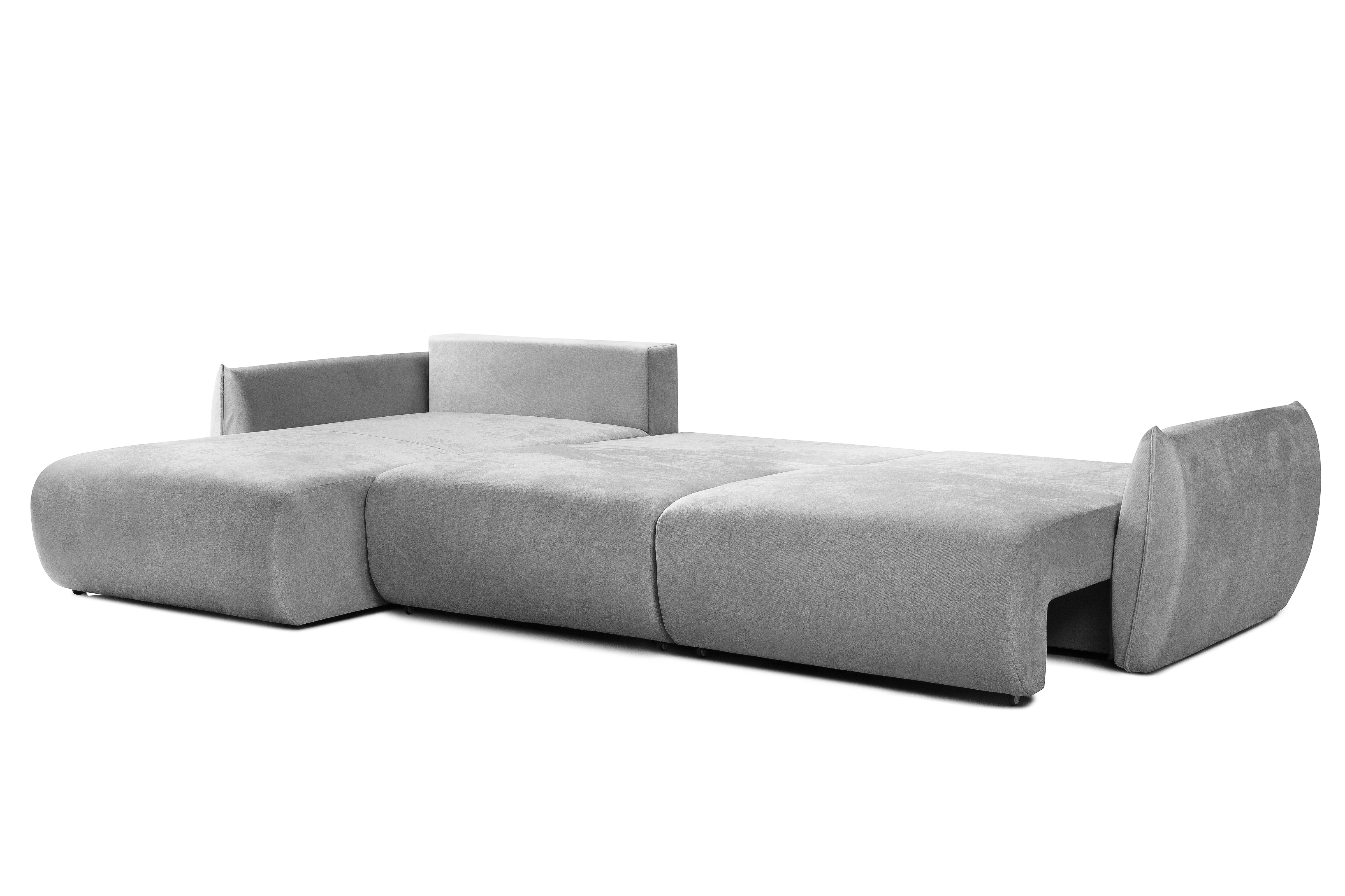 Colțar Extensibil OSAKA, cu 2 lăzi depozitare, șezlong interschimbabil, 338x190x87 cm, #color_Gri-Deschis-Havana