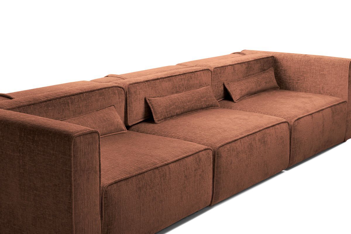 Canapea Extensibilă 4 locuri ZANETTO, cu 3 lăzi depozitare, 340x100x70 cm, #color_Bordeaux-Onyx