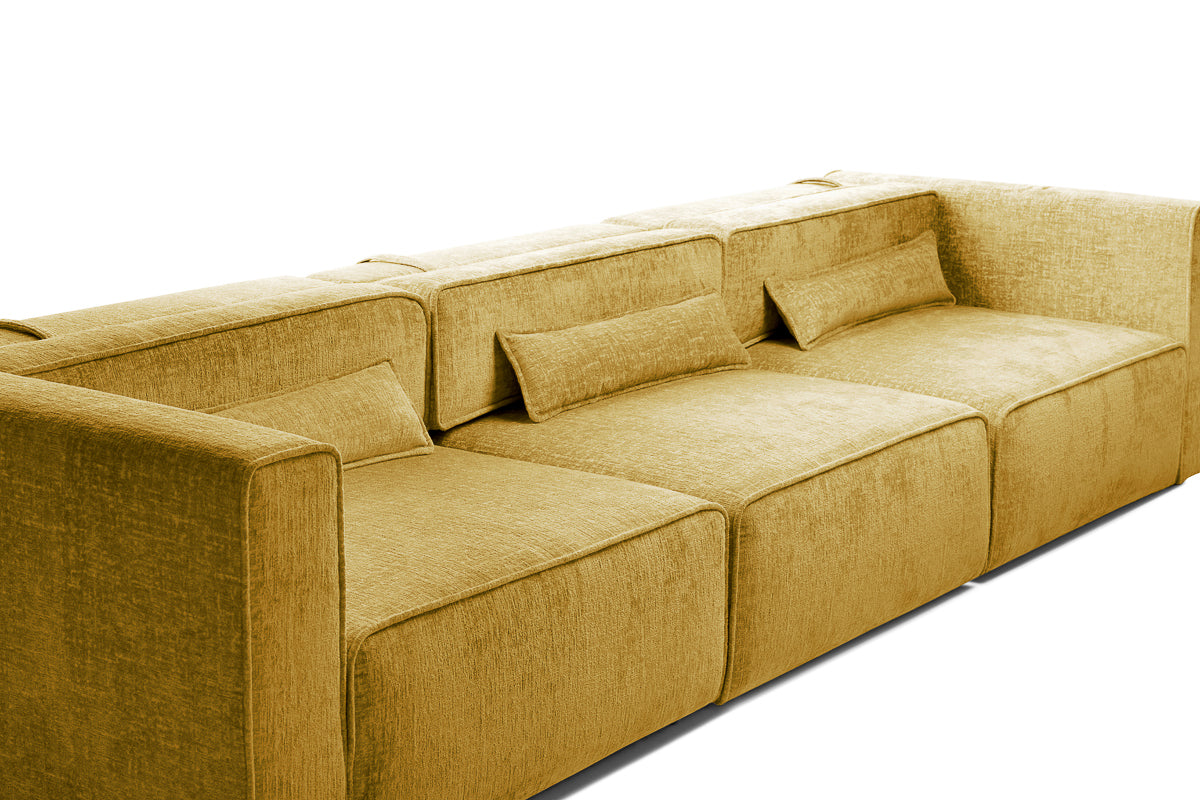 Canapea Extensibilă 4 locuri ZANETTO, cu 3 lăzi depozitare, 340x100x70 cm, #color_Galben-Onyx