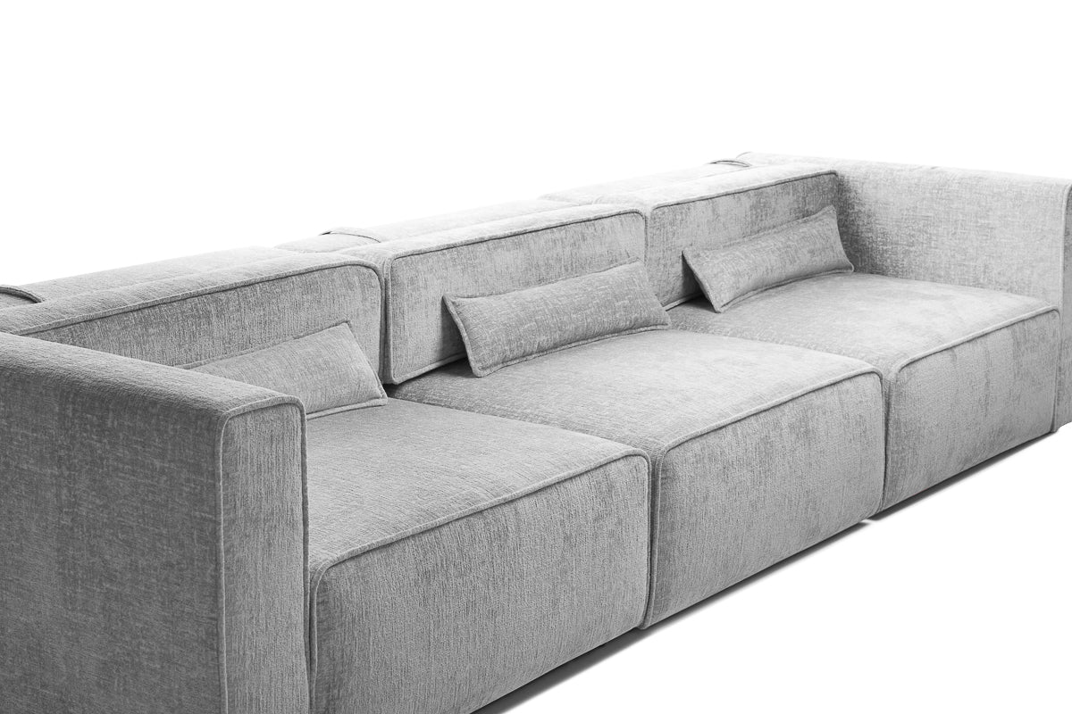 Canapea Extensibilă 4 locuri ZANETTO, cu 3 lăzi depozitare, 340x100x70 cm, #color_Gri-Argintiu-Onyx