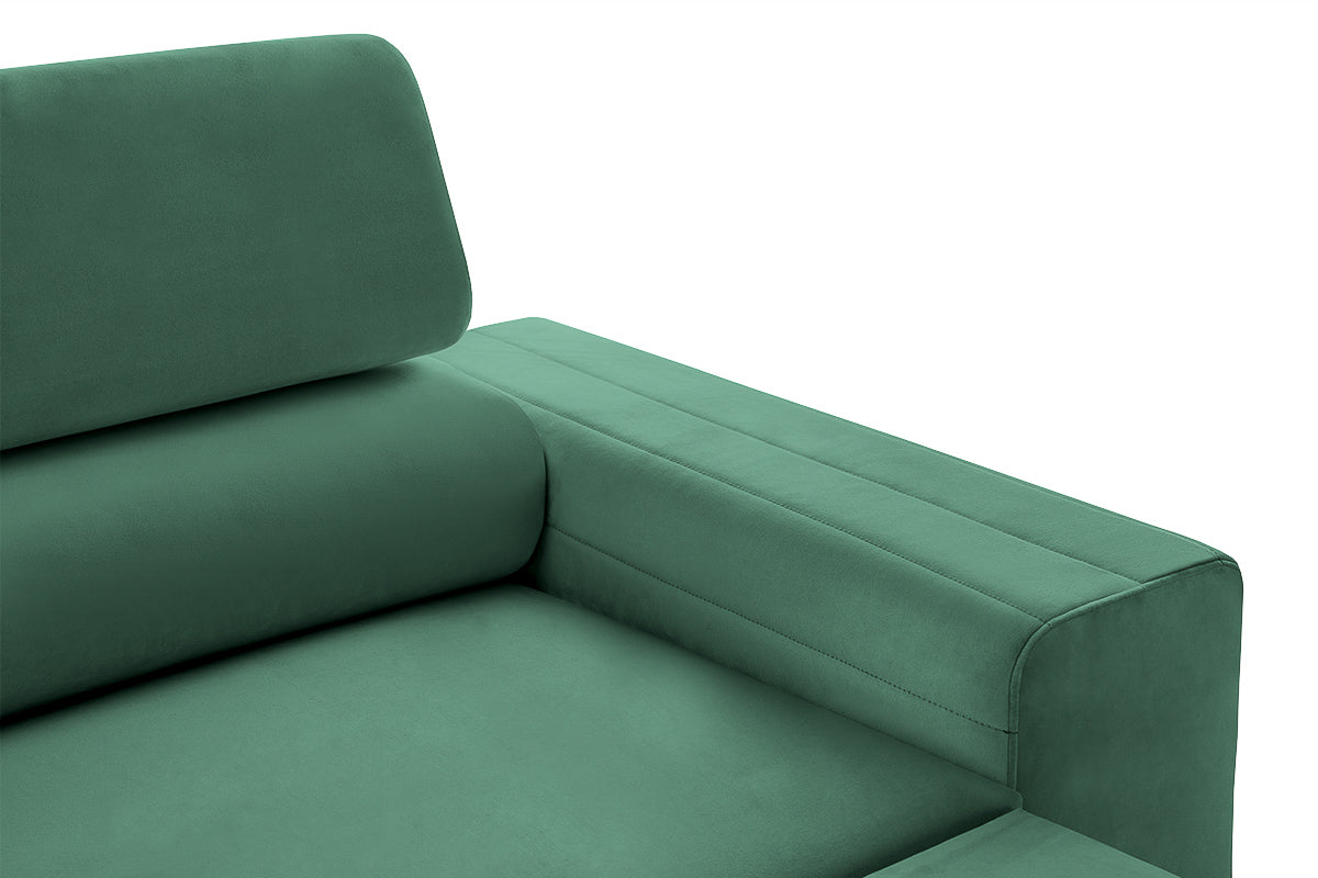 Canapea Extensibilă 3 locuri TIME, cu tetiere reglabile, cu suport lombar, 255x97x94 cm #color_Verde-Padure-Velluto