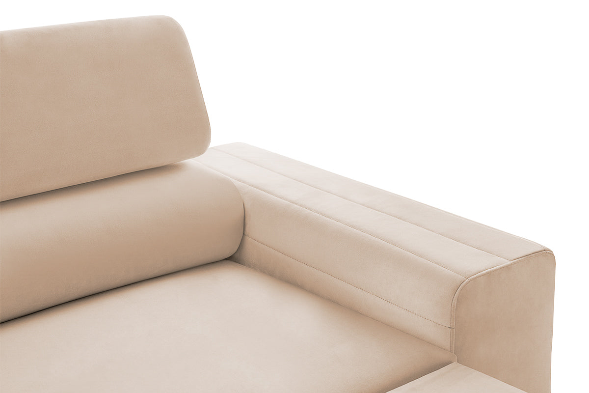 Canapea Extensibilă 3 locuri TIME, cu tetiere reglabile, cu suport lombar, 255x97x94 cm #color_Bej-Velluto