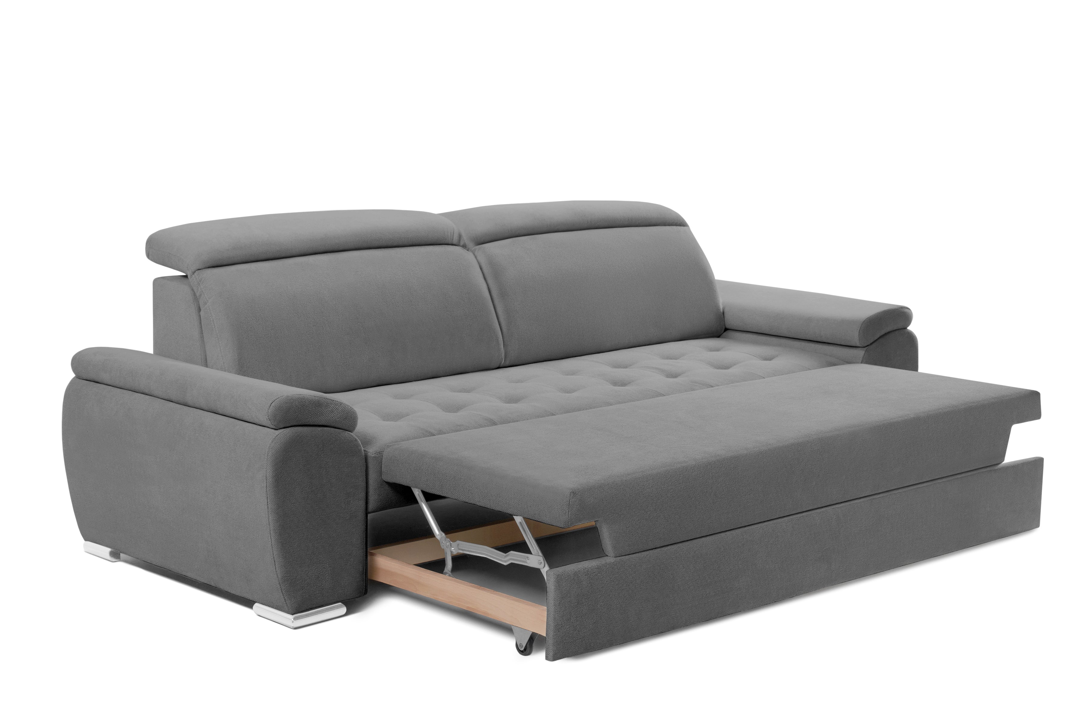 Canapea Extensibila 3 locuri TRENDY, cu tetiere, 245x105x80 cm, Prestigehome.ro - Canapea 3 Locuri - Prestige - #color_gri-cenusiu-memphis