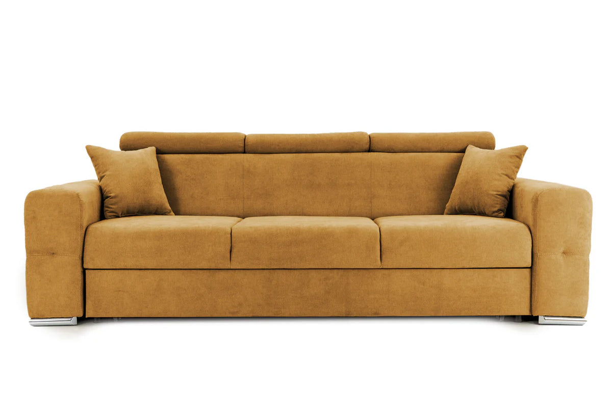 Canapea Extensibila 3 locuri BELLAGIO, cu tetiere, 235x95x85 cm - Prestigehome.ro - Canapea 3 Locuri - Prestige - #color_Mango-Enjoy