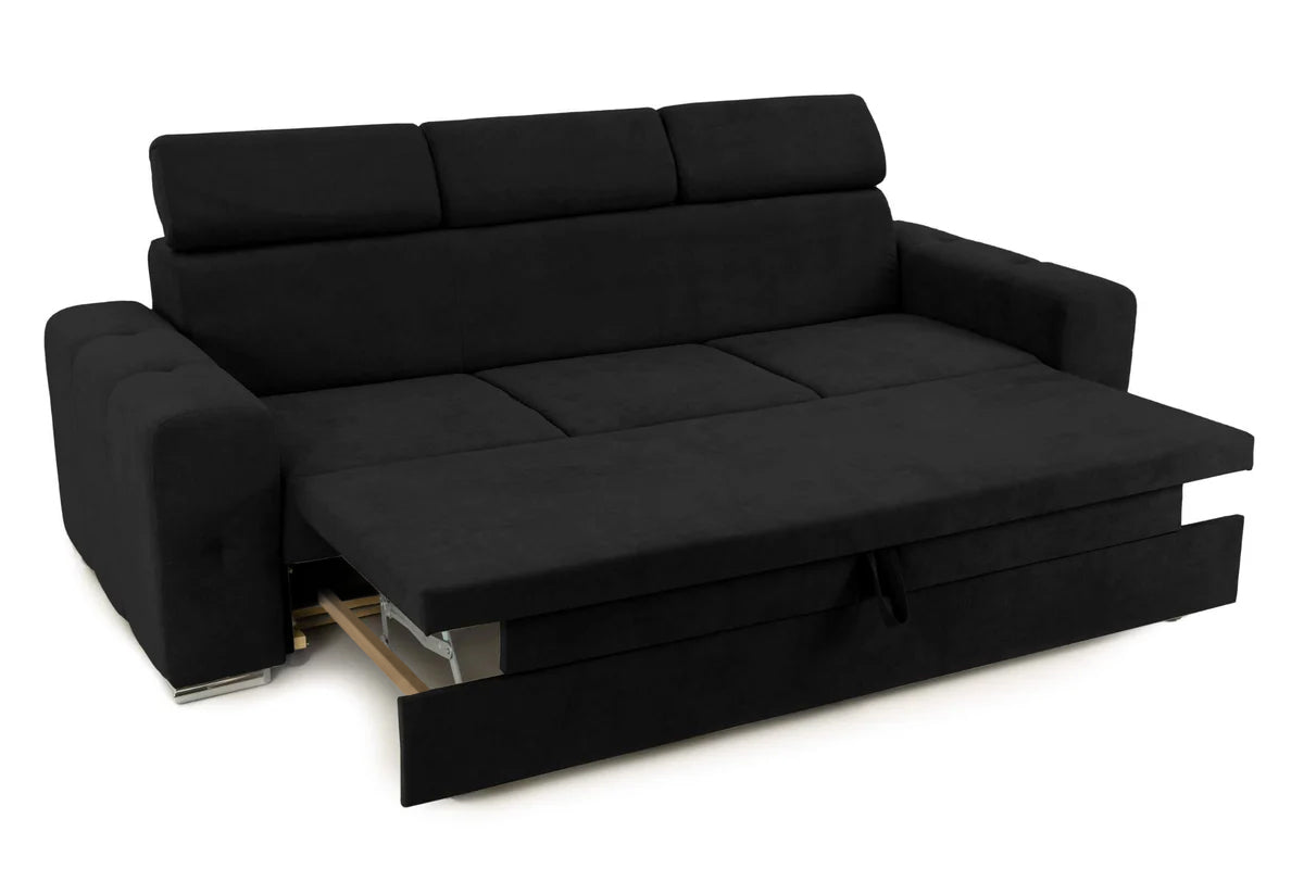 Canapea Extensibila 3 locuri BELLAGIO, cu tetiere, 235x95x85 cm - Prestigehome.ro - Canapea 3 Locuri - Prestige - #color_negru-enjoy