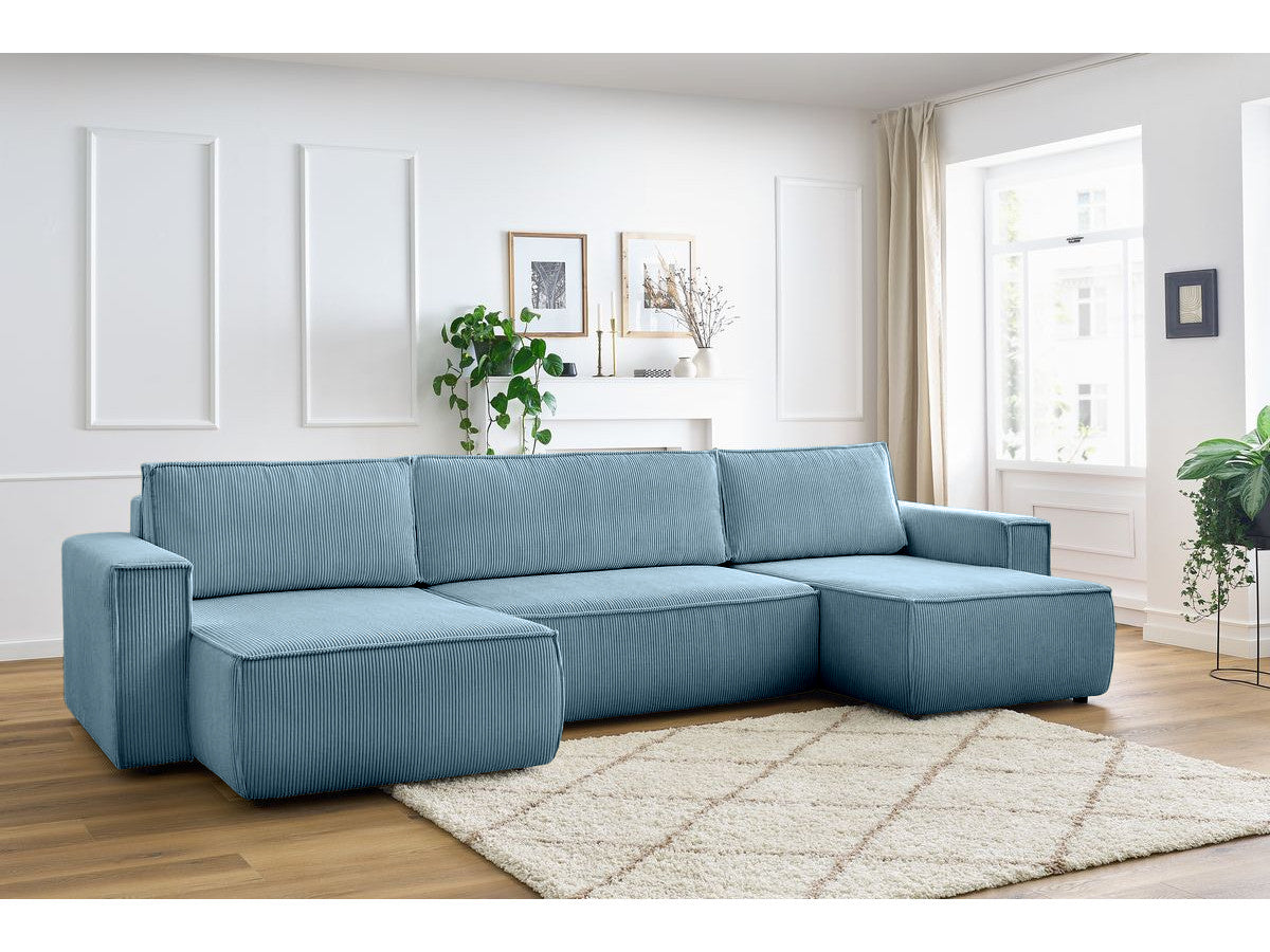 Colțar in formă de U Extensibil CLOUD, cu ladă de depozitare, 384x148x88cm - Prestigehome.ro - Coltar - Prestige - #Color_Albastru-Deschis-Zoom