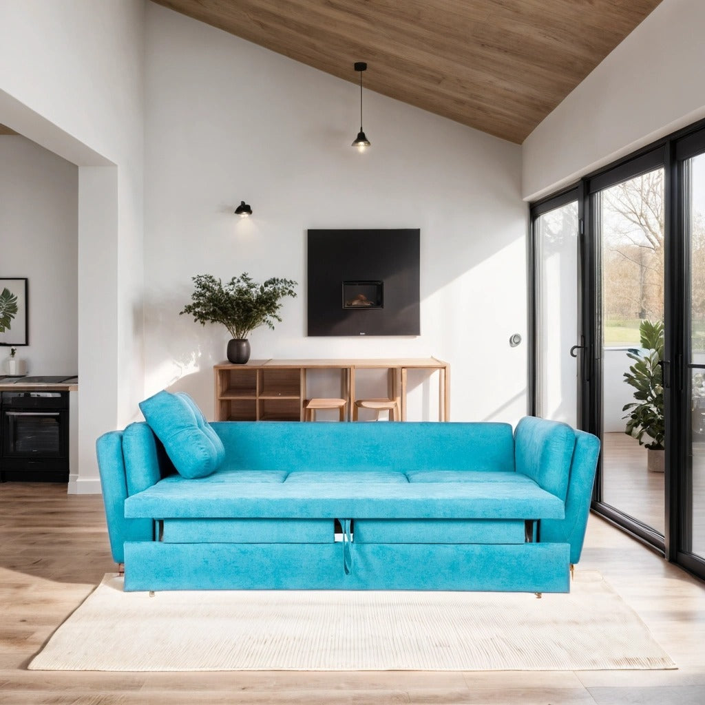 Canapea Extensibila 3 locuri JAZZ, 250x105x70 cm, Turcoaz - Prestigehome.ro - Canapea 3 Locuri - Prestige - #color_turcoaz-enjoy