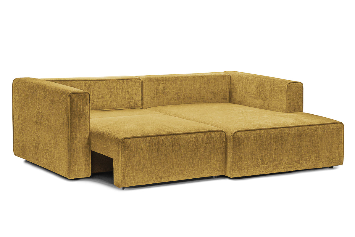 Coltar Extensibil 3 locuri ZANETTO, cu lada de depozitare, 240x160x70 cm, #color_Galben-Onyx