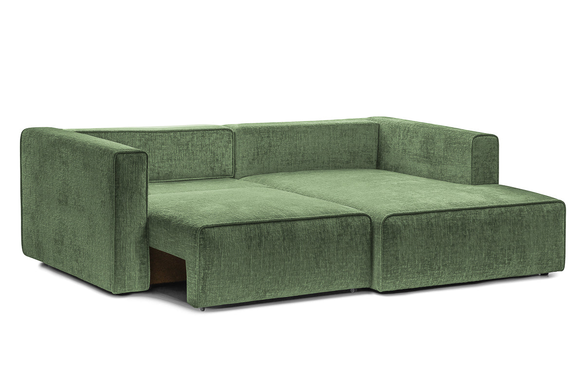 Coltar Extensibil 3 locuri ZANETTO, cu lada de depozitare, 240x160x70 cm, #color_Verde-Onyx