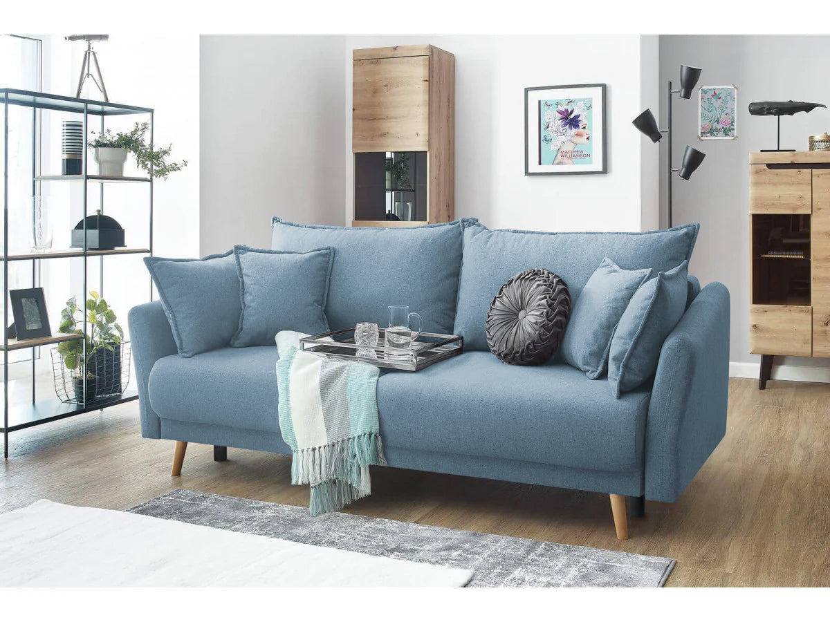 Canapea Extensibilă 3 locuri JULIET, cu ladă de depozitare, 215x88x95 cm - Prestigehome.ro - Canapea - Prestige #color_Albastru-Loft