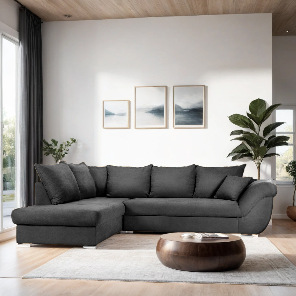Colțar Extensibil SANTOS, variante stânga/dreapta, 295x215x80 cm, Prestigehome.ro, #color_gri-inchis-enjoy