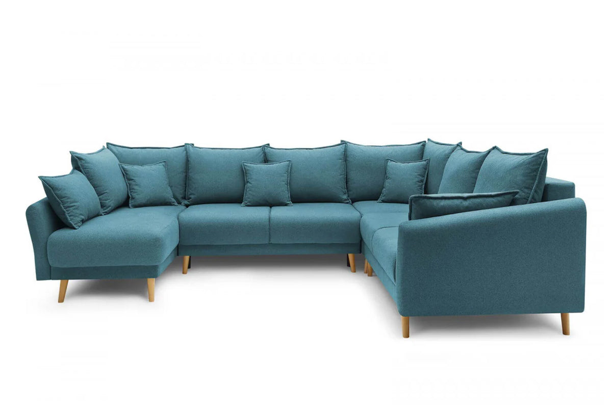 Colțar Panoramic Extensibil JULIET, cu ladă de depozitare, variante stânga/dreapta, 316x246x95 cm - Prestigehome.ro - Canapea - Prestige #color_Turcoaz-Como