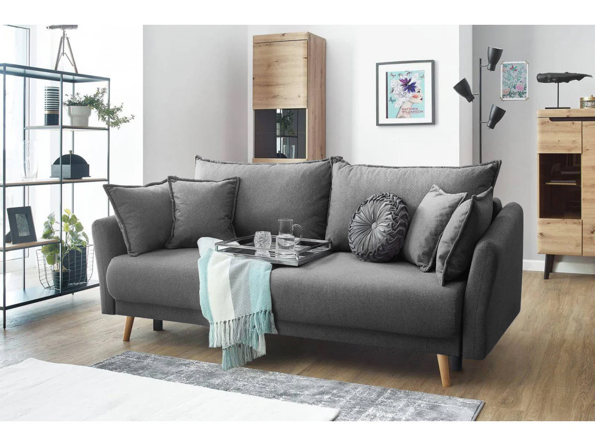 Canapea Extensibilă 3 locuri JULIET, cu ladă de depozitare, 215x88x95 cm - Prestigehome.ro - Canapea - Prestige #color_Gri-Inchis-Loft