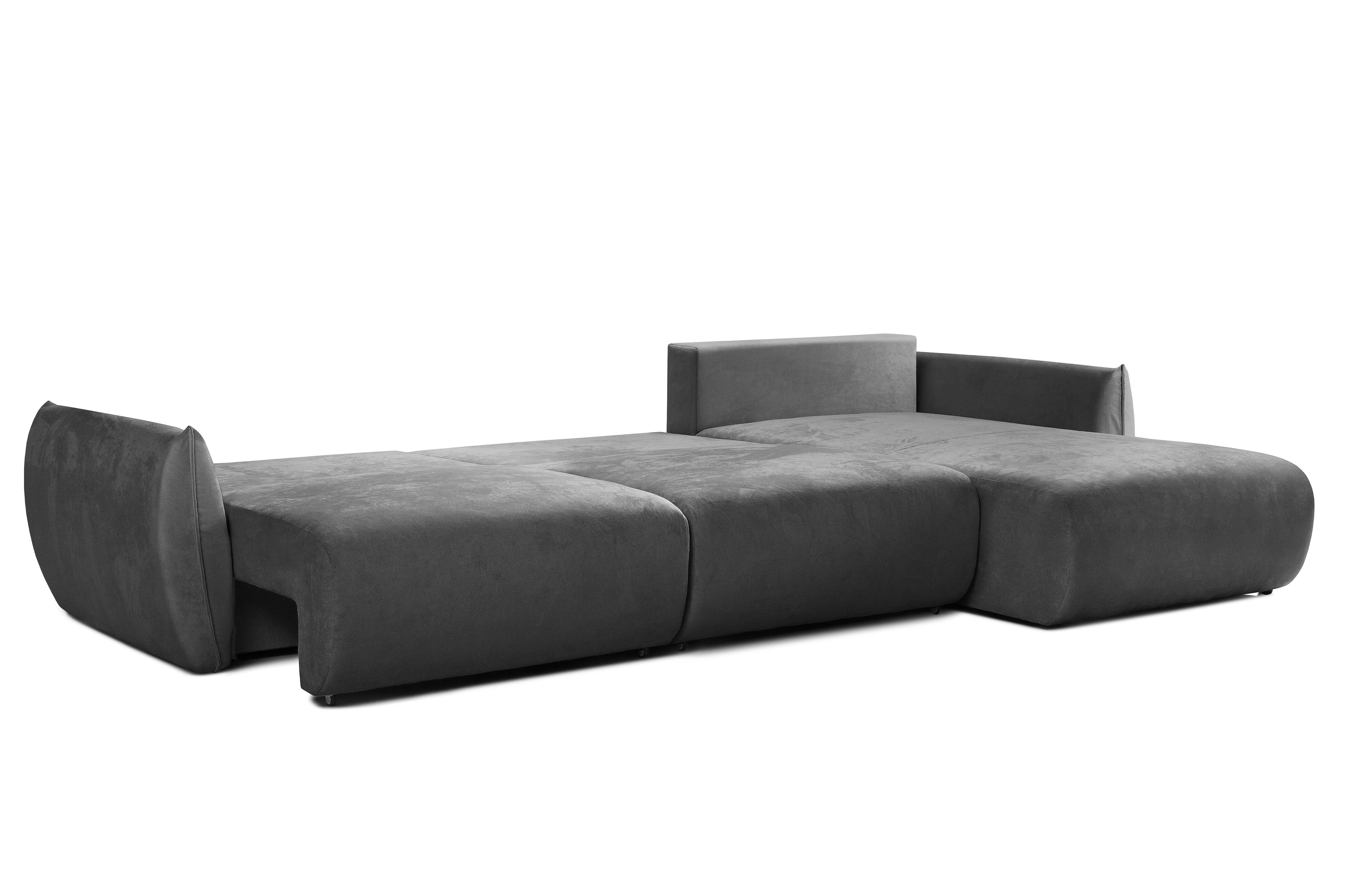 Colțar Extensibil OSAKA, cu 2 lăzi depozitare, șezlong interschimbabil, 338x190x87 cm, #color_Gri-Inchis-Havana