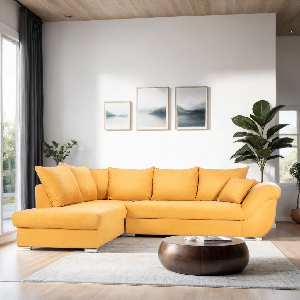 Colțar Extensibil SANTOS, variante stânga/dreapta, 295x215x80 cm, Prestigehome.ro, #color_Mango-Enjoy