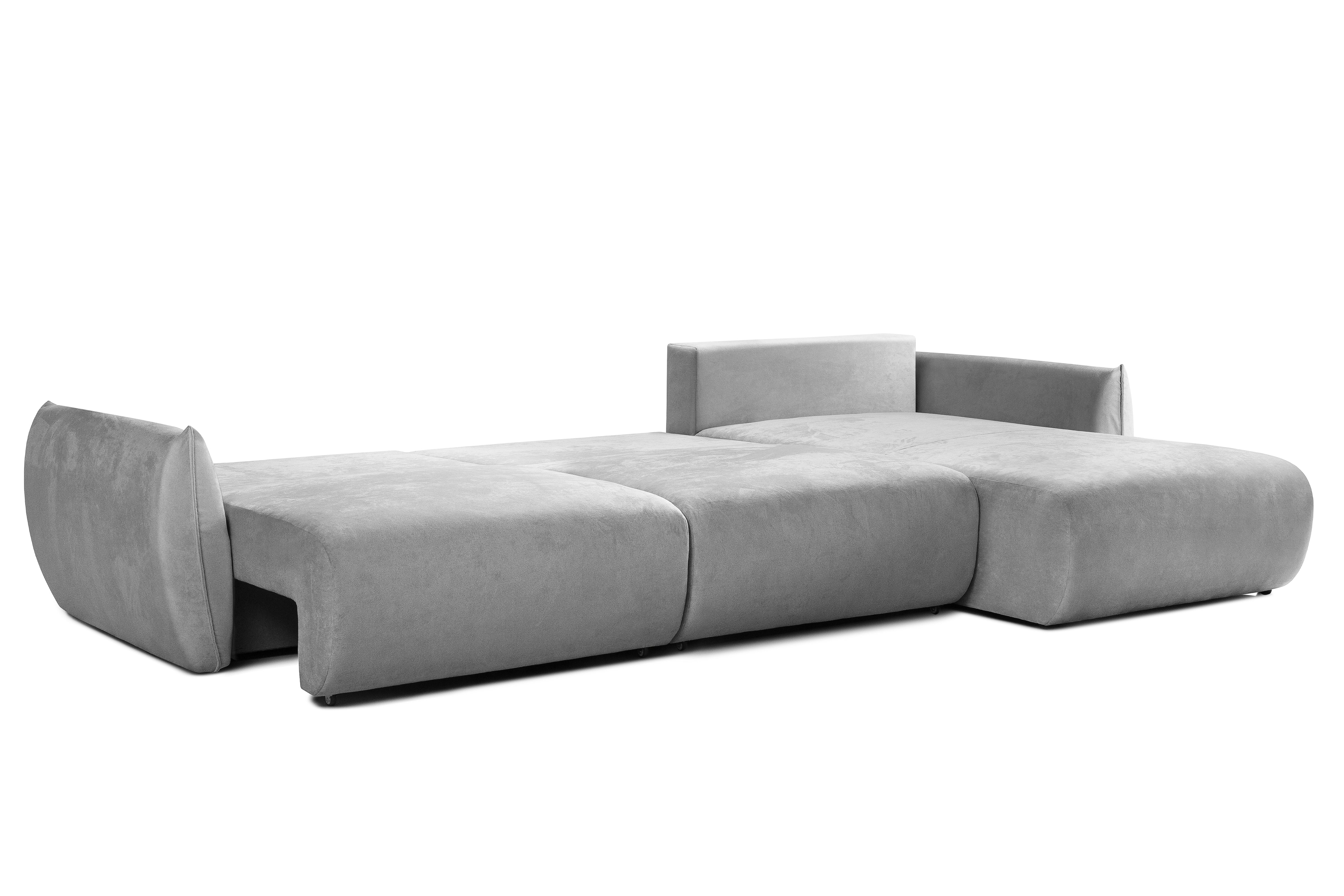 Colțar Extensibil OSAKA, cu 2 lăzi depozitare, șezlong interschimbabil, 338x190x87 cm, #color_Gri-Deschis-Havana