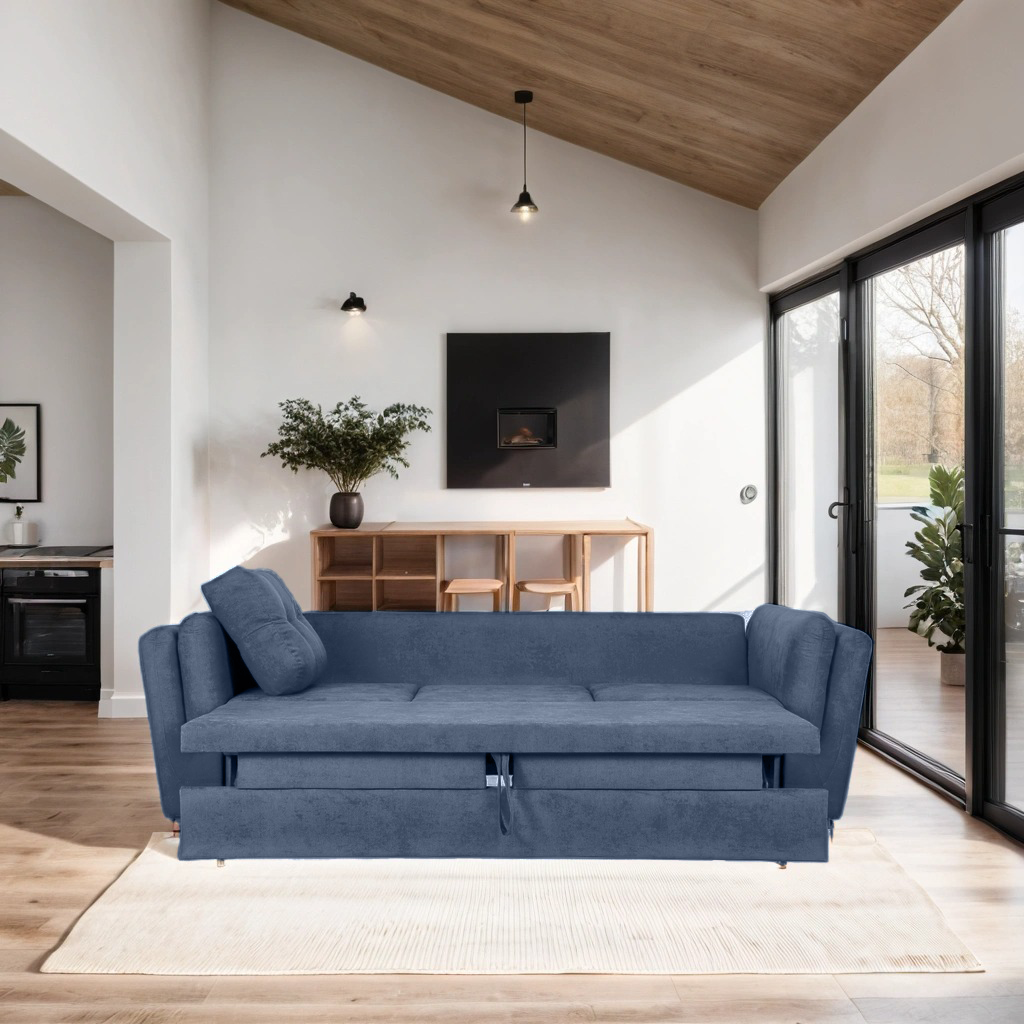 Canapea Extensibila 3 locuri JAZZ, 250x105x70 cm, Turcoaz - Prestigehome.ro - Canapea 3 Locuri - Prestige - #color_Albastru-inchis-enjoy