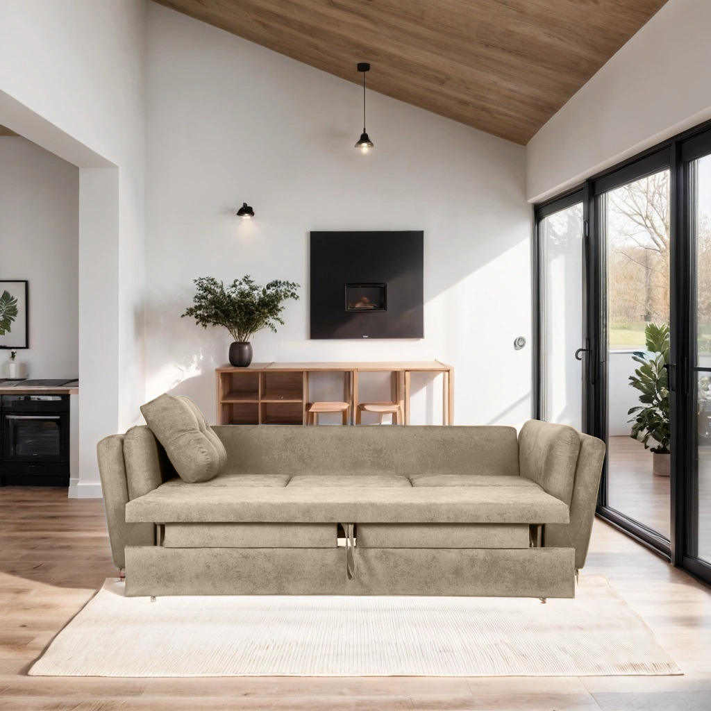 Canapea Extensibila 3 locuri JAZZ, 250x105x70 cm, Turcoaz - Prestigehome.ro - Canapea 3 Locuri - Prestige - #color_Bej-enjoy