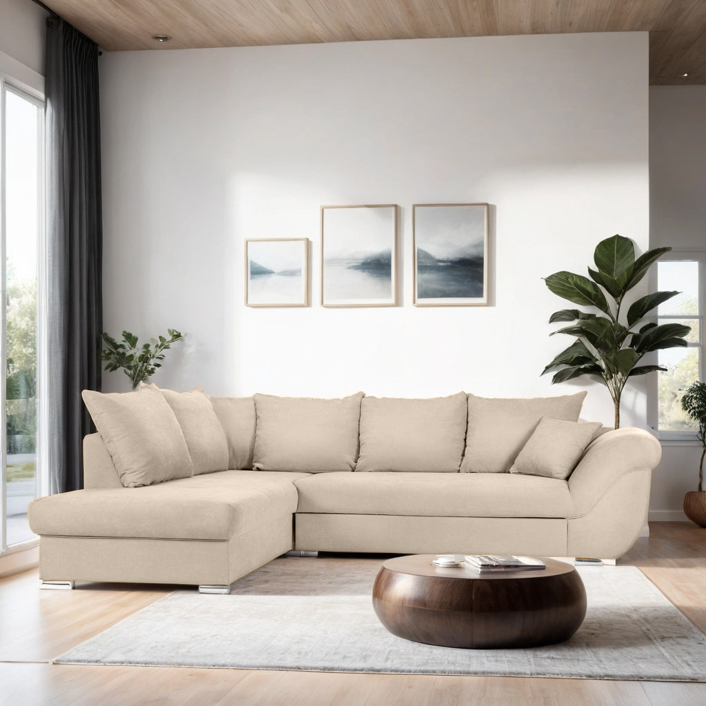 Colțar Extensibil SANTOS, variante stânga/dreapta, 295x215x80 cm, Prestigehome.ro, #color_Bej-enjoy