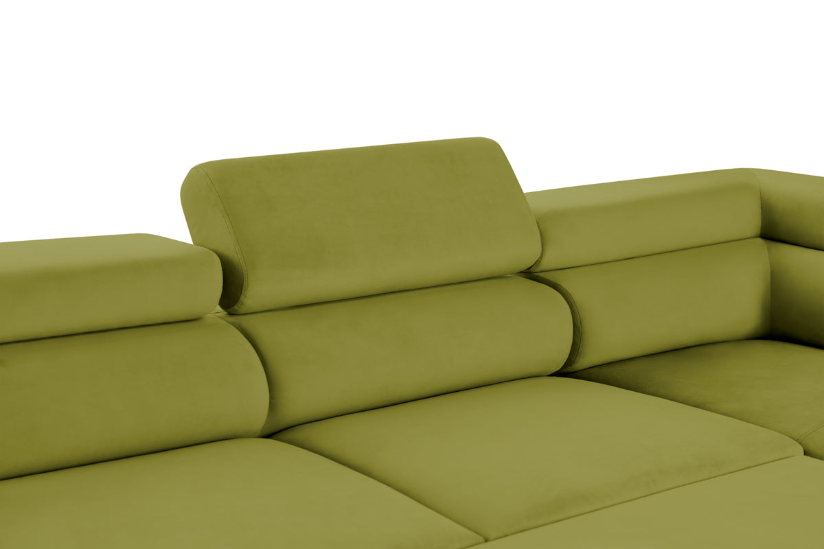 Colțar Extensibil, în formă de U, TIME, cu 2 lăzi de depozitare, cu tetiere reglabile, 360x220x95 cm #color_Verde-Olive-Velluto