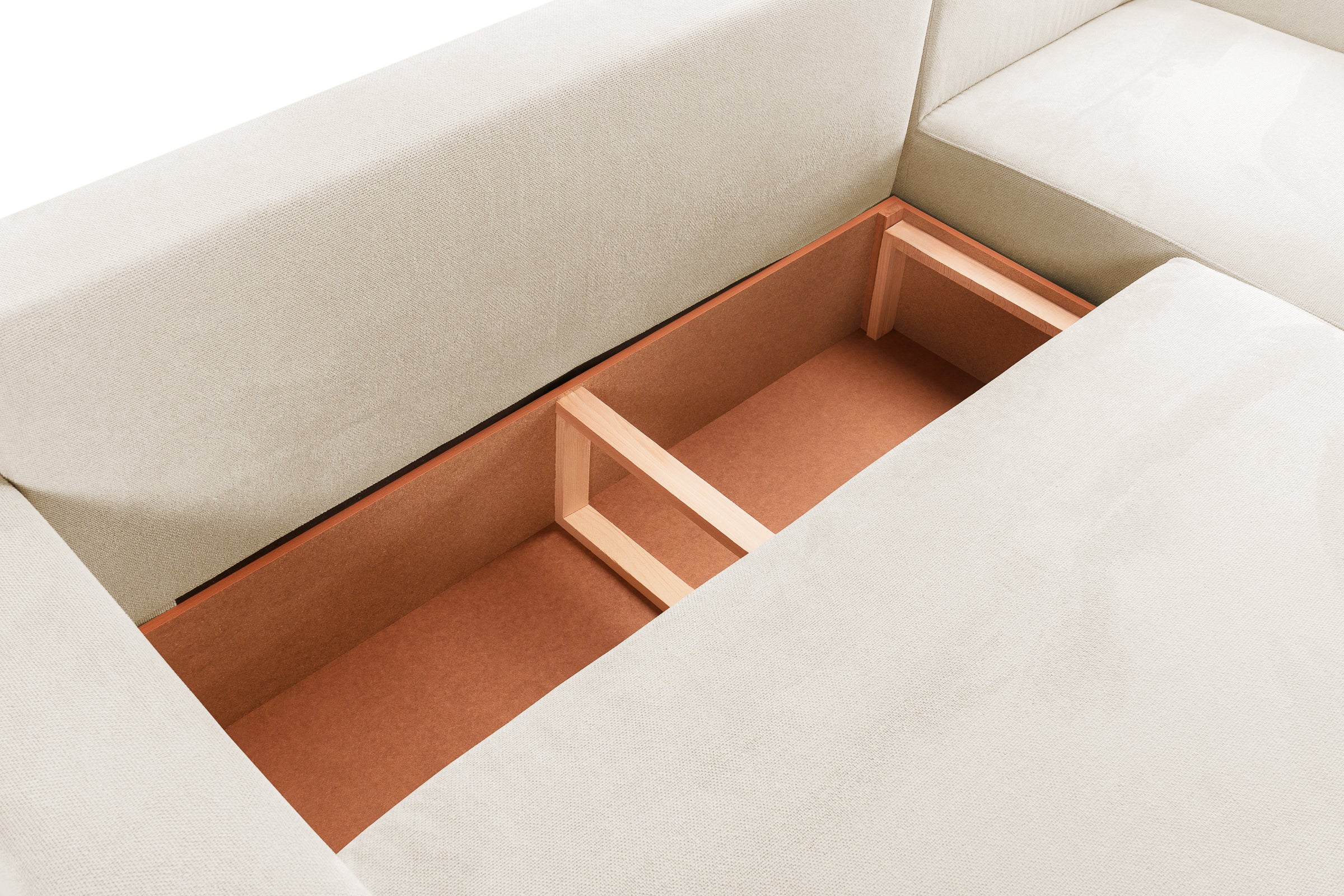 Colțar Extensibil KENZO, cu ladă de depozitare, șezlong interschimbabil, 271x153x95 cm, #color_Crem-Memphis