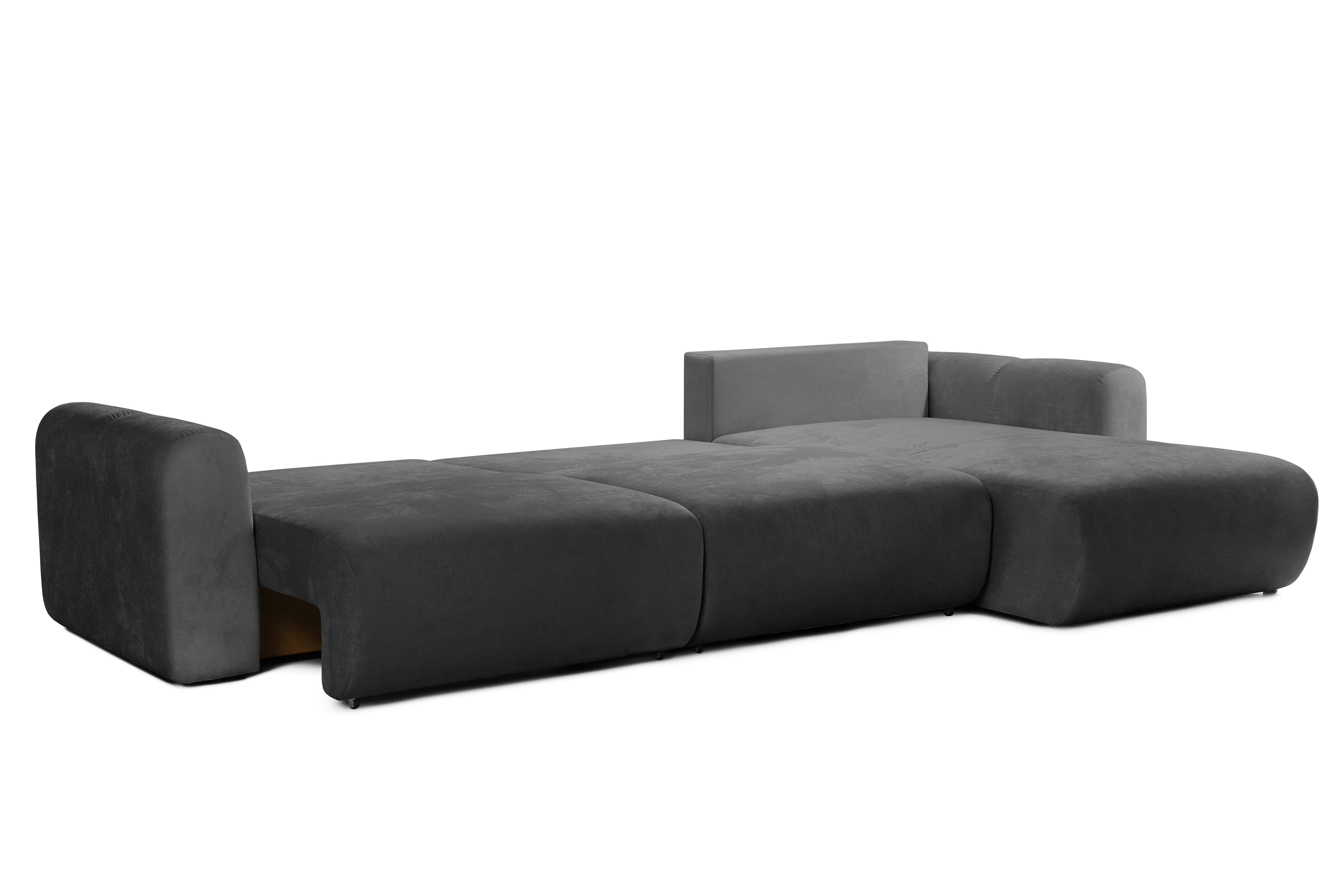 Colțar Extensibil GEORGIA, cu 2 lăzi depozitare, șezlong interschimbabil, 348x190x87 cm, #color_Gri-Inchis-Havana