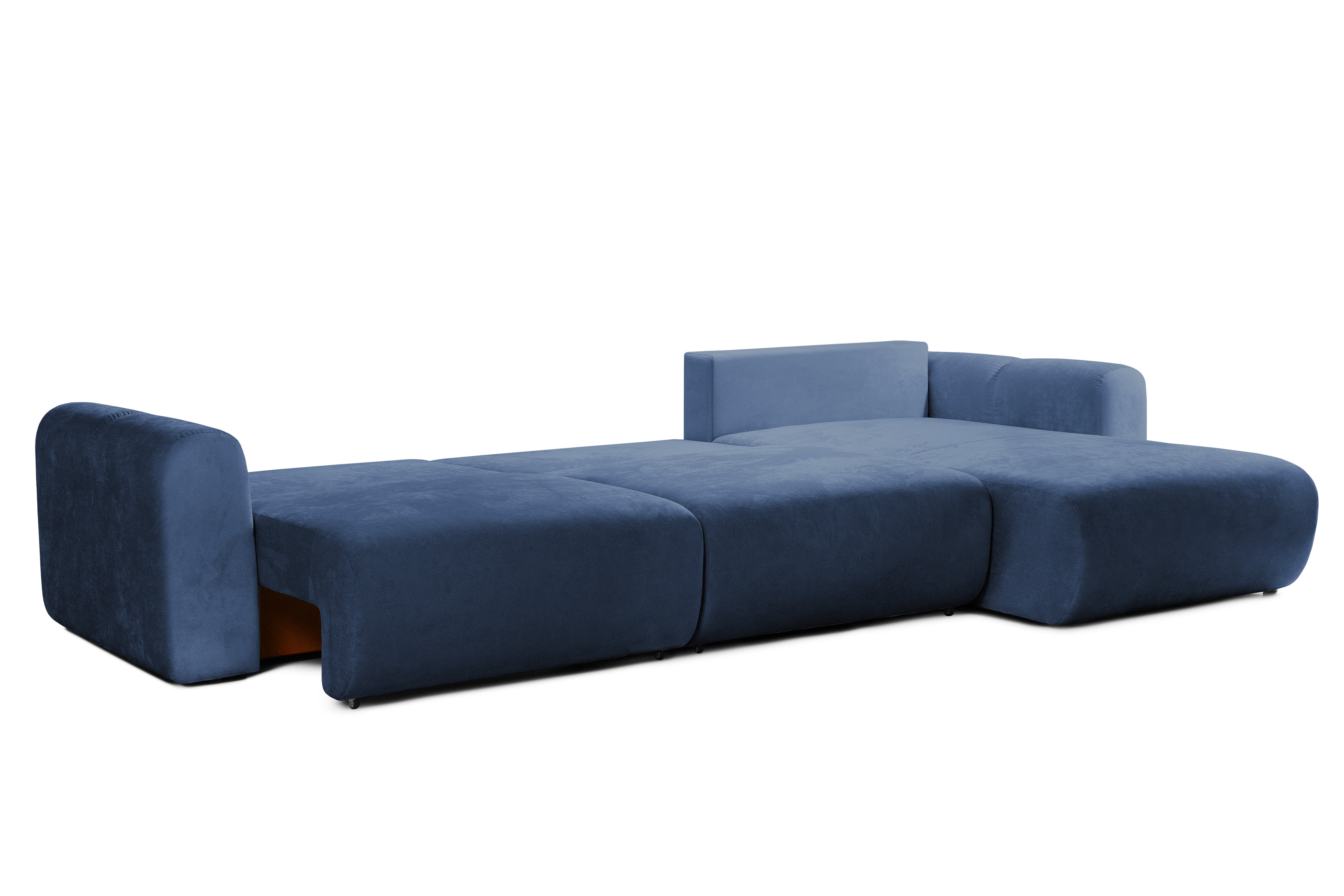 Colțar Extensibil GEORGIA, cu 2 lăzi depozitare, șezlong interschimbabil, 348x190x87 cm, #color_Albastru-Havana