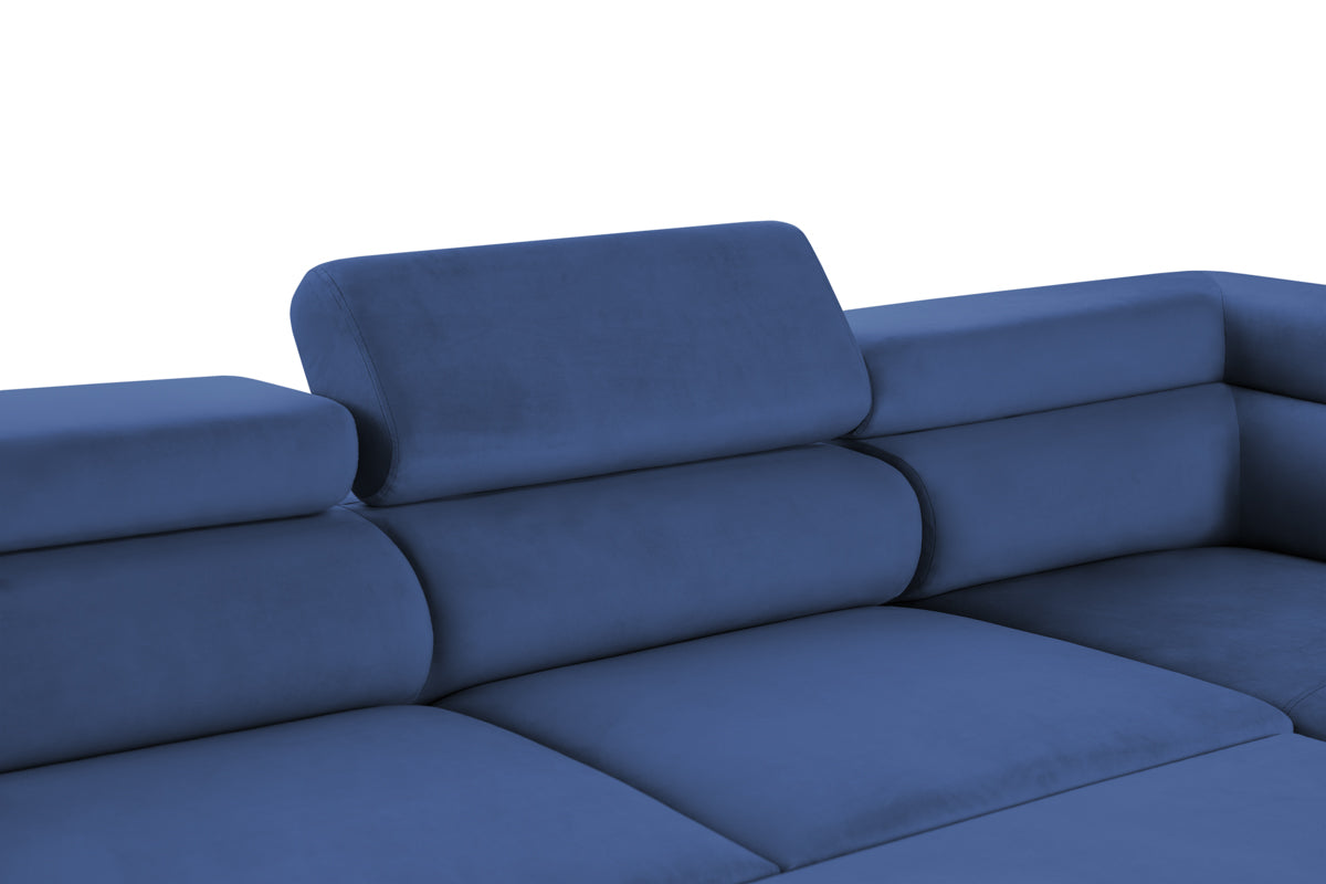 Colțar Extensibil, în formă de U, TIME, cu 2 lăzi de depozitare, cu tetiere reglabile, 360x220x95 cm #color_Albastru-Velluto