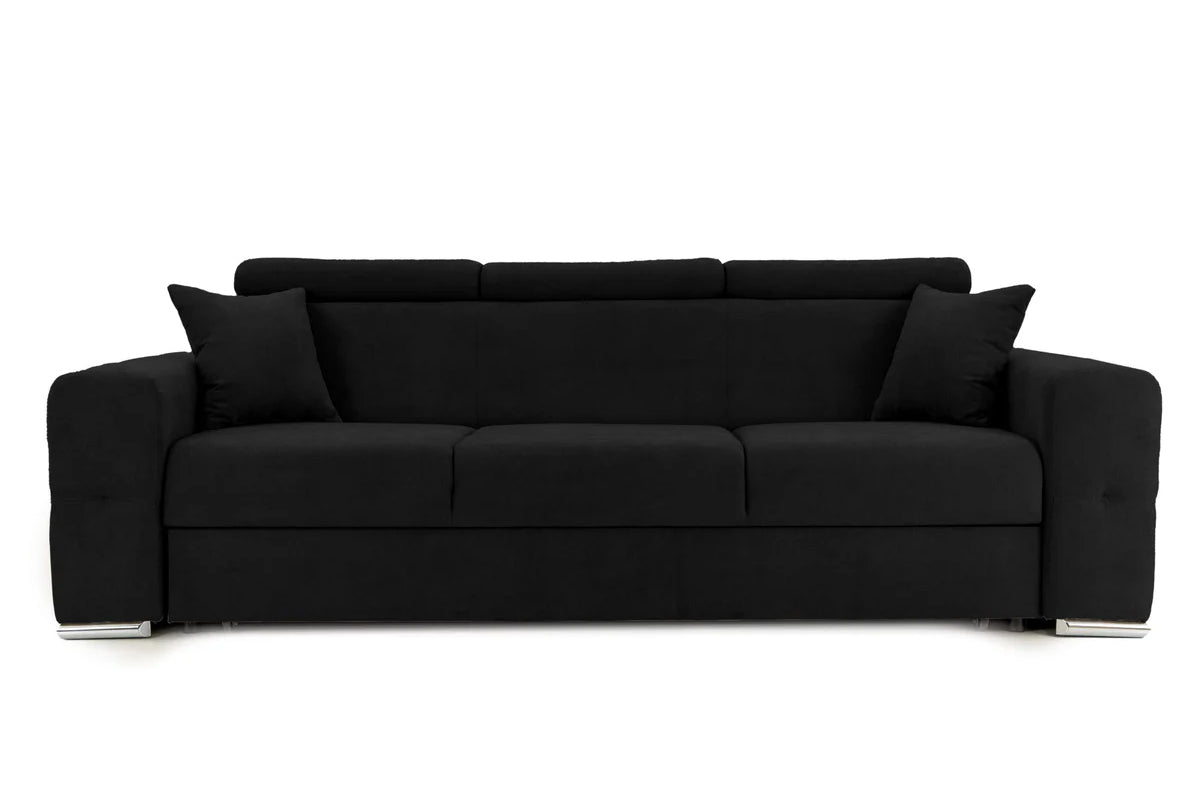 Canapea Extensibila 3 locuri BELLAGIO, cu tetiere, 235x95x85 cm - Prestigehome.ro - Canapea 3 Locuri - Prestige - #color_negru-enjoy