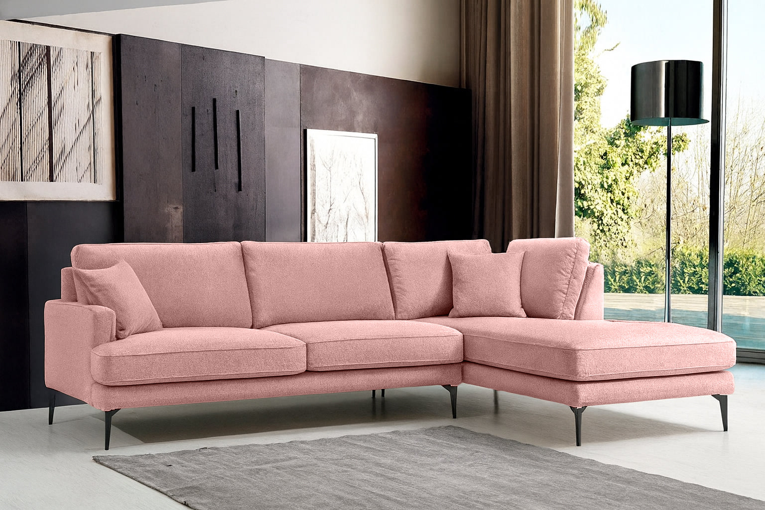 Colțar Fix AZURRO, cu ladă de depozitare, 280x90/180x85 cm - Prestigehome.ro - Colțar - Prestige #color_Roz-Mystery