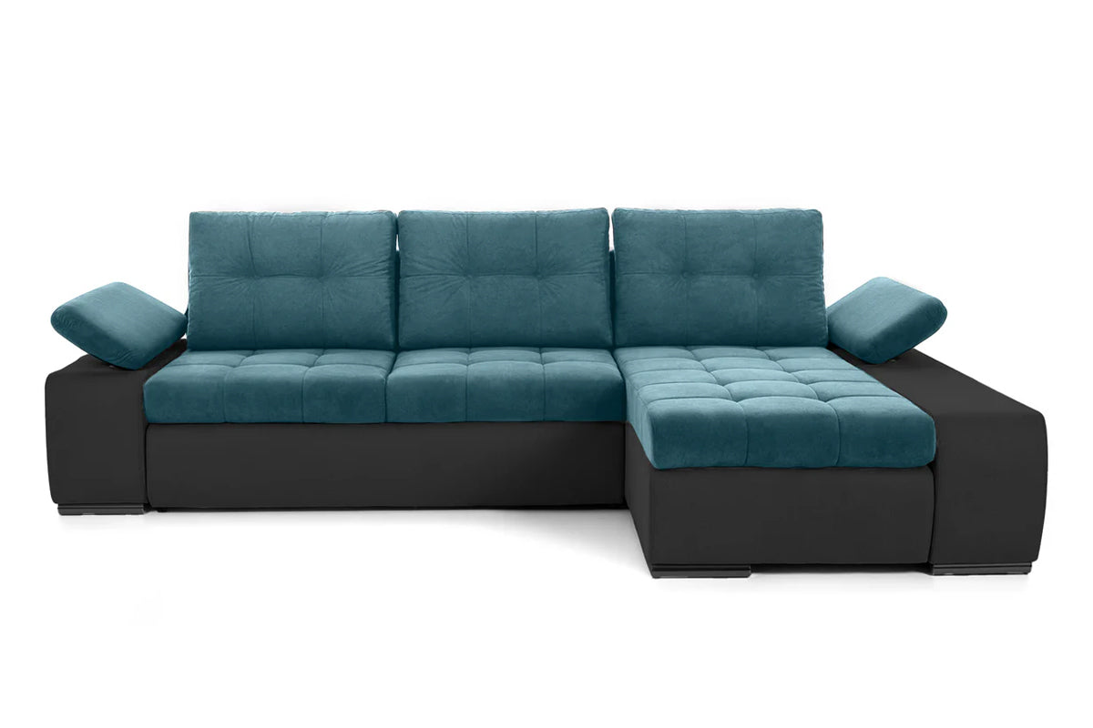 Colțar Extensibil VENETIA, cu ladă de depozitare, variante stânga/dreapta 290x170x80 cm, #color_Albastru-Verzui-Gri-Inchis-Enjoy