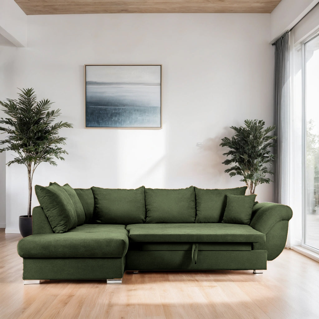 Colțar Extensibil SANTOS, variante stânga/dreapta, 295x215x80 cm, Prestigehome.ro, #color_Verde-enjoy