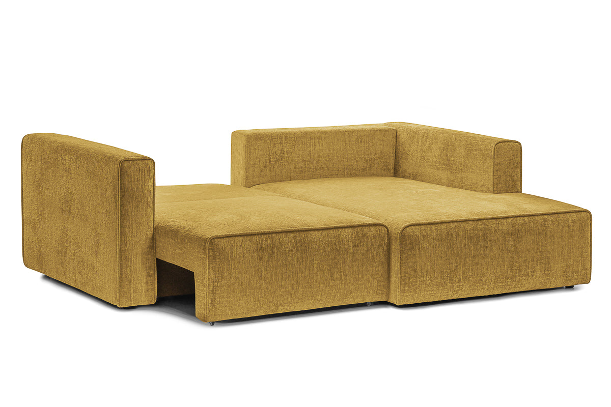 Coltar Extensibil 3 locuri ZANETTO, cu lada de depozitare, 240x160x70 cm, #color_Galben-Onyx