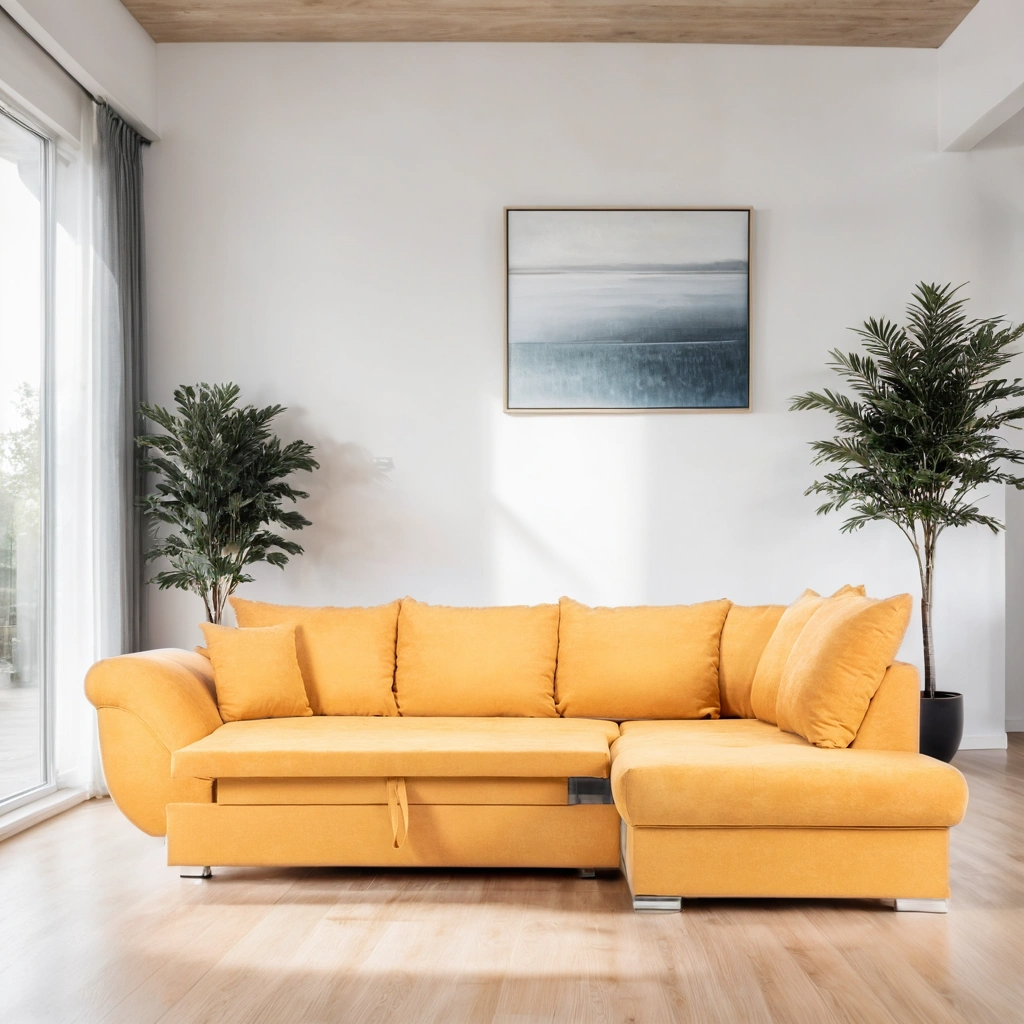 Colțar Extensibil SANTOS, variante stânga/dreapta, 295x215x80 cm, Prestigehome.ro, #color_Mango-Enjoy