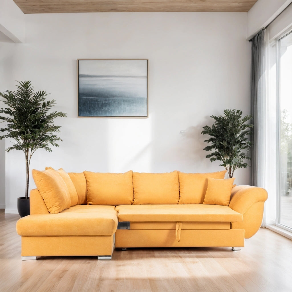 Colțar Extensibil SANTOS, variante stânga/dreapta, 295x215x80 cm, Prestigehome.ro, #color_Mango-Enjoy