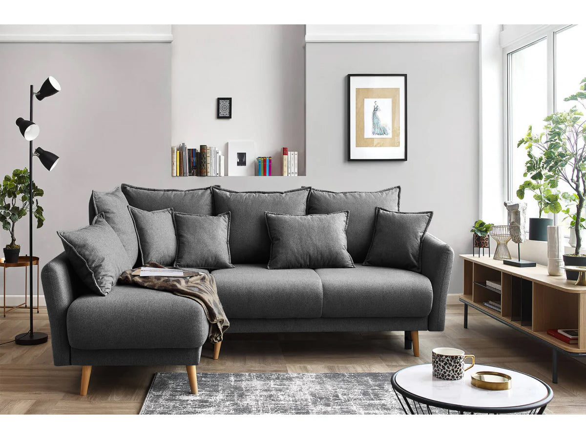 Colțar Extensibil JULIET, cu ladă de depozitare, variante stânga/dreapta, 240x166x95 cm - Prestigehome.ro - Canapea - Prestige #color_Gri-Inchis-Loft