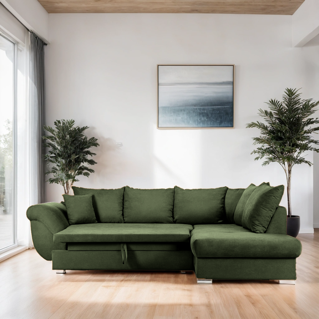 Colțar Extensibil SANTOS, variante stânga/dreapta, 295x215x80 cm, Prestigehome.ro, #color_Verde-enjoy